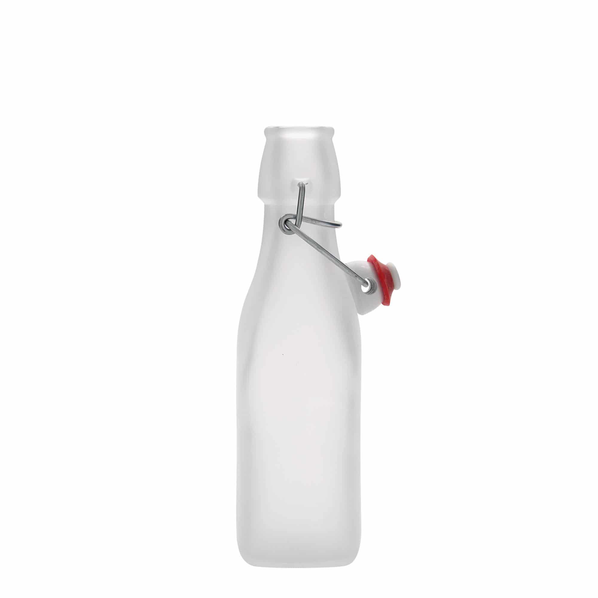 250 ml steklena steklenica »Swing«, kvadratna, bela, ustje: zamašek s tesnilom