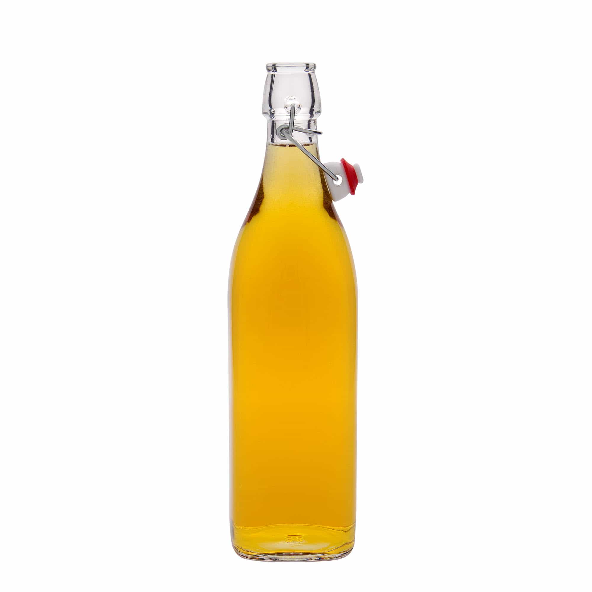 1000 ml steklena steklenica »Swing«, kvadratna, ustje: zamašek s tesnilom