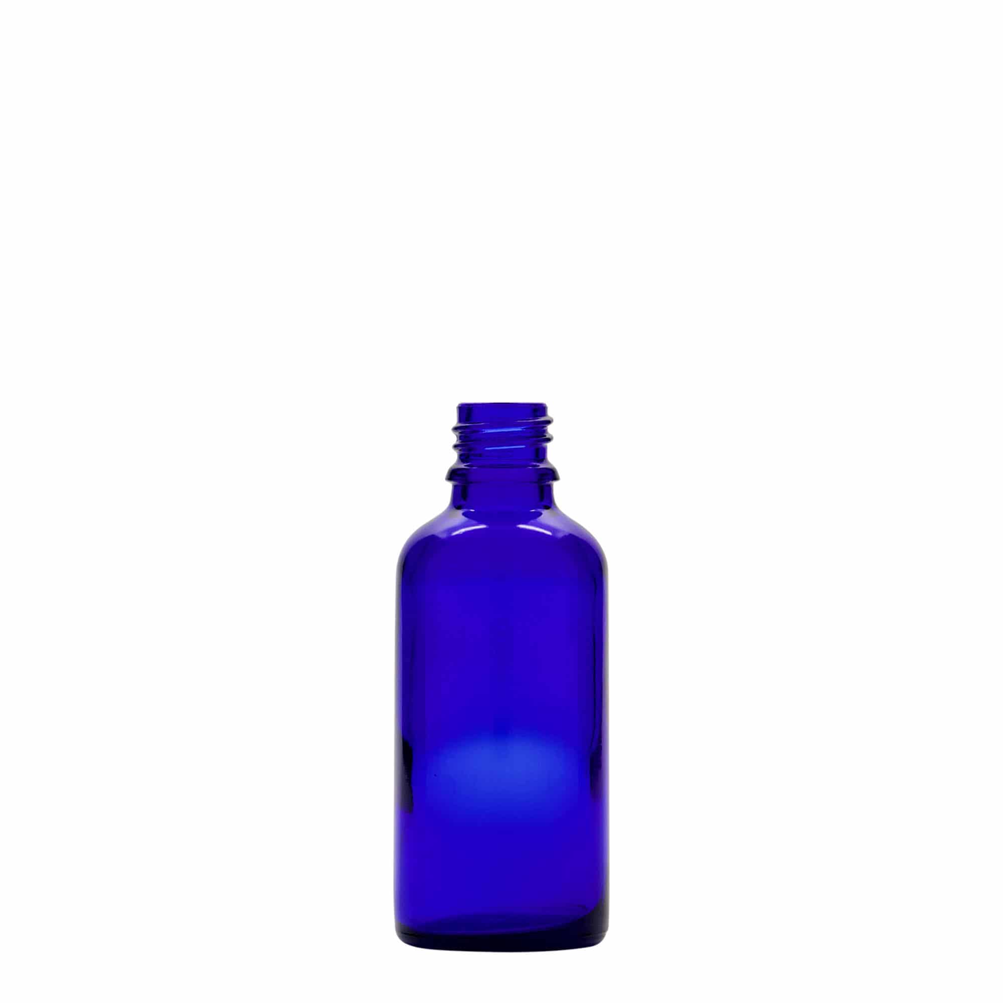 50 ml medicinska steklenička s kapalko, steklo, kraljevsko modro-rdeča, odprtina: DIN 18