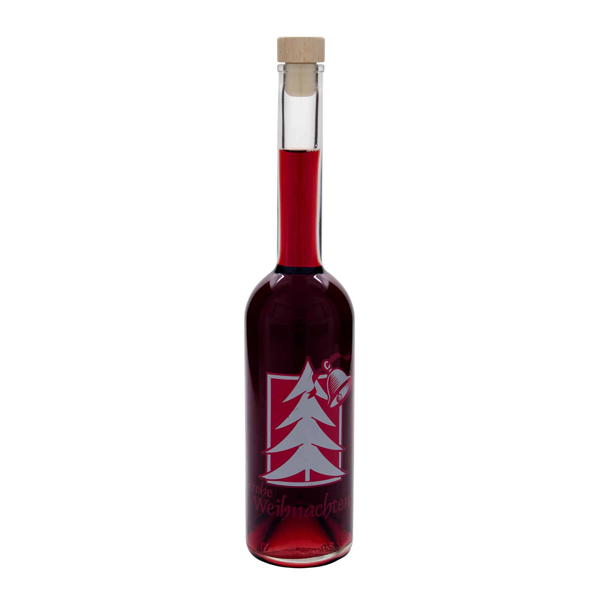 500 ml steklena steklenica 'Opera', motiv: božično voščilo, odprtina: pluta