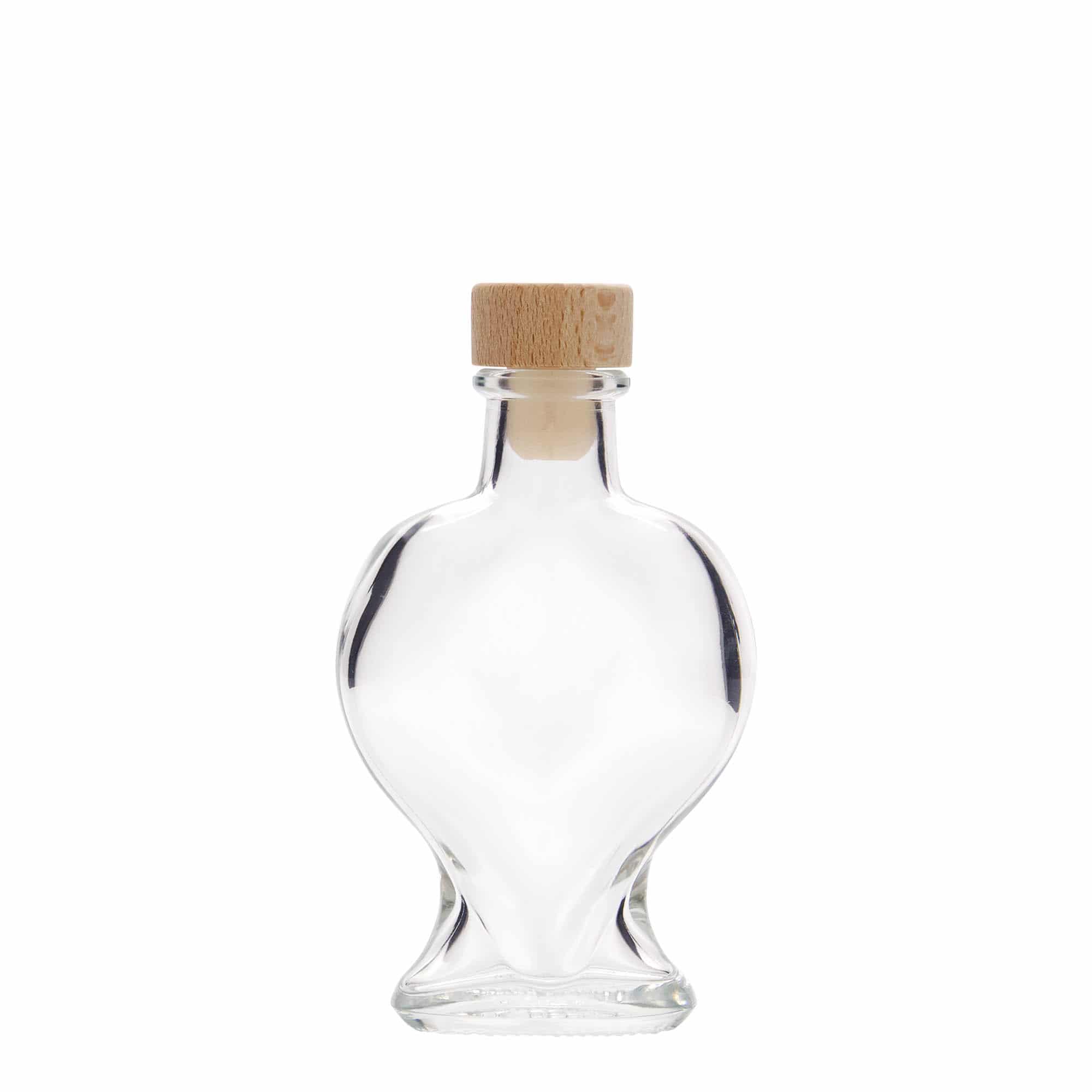 100 ml steklena steklenica »Srce«, ustje: pluta