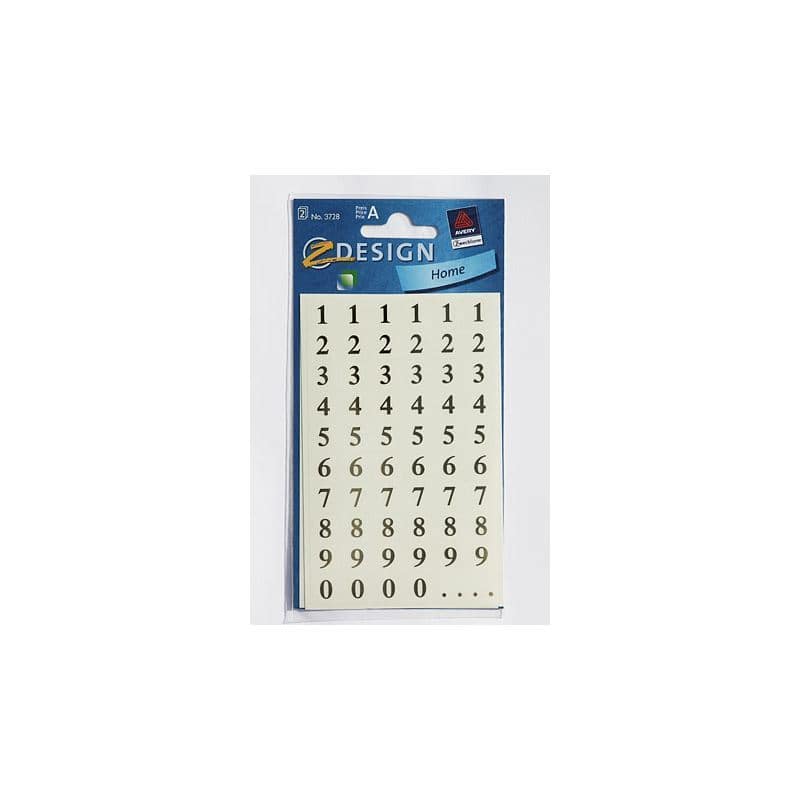 Zweckform nalepke 'Številke 1-9', plastika, zlata