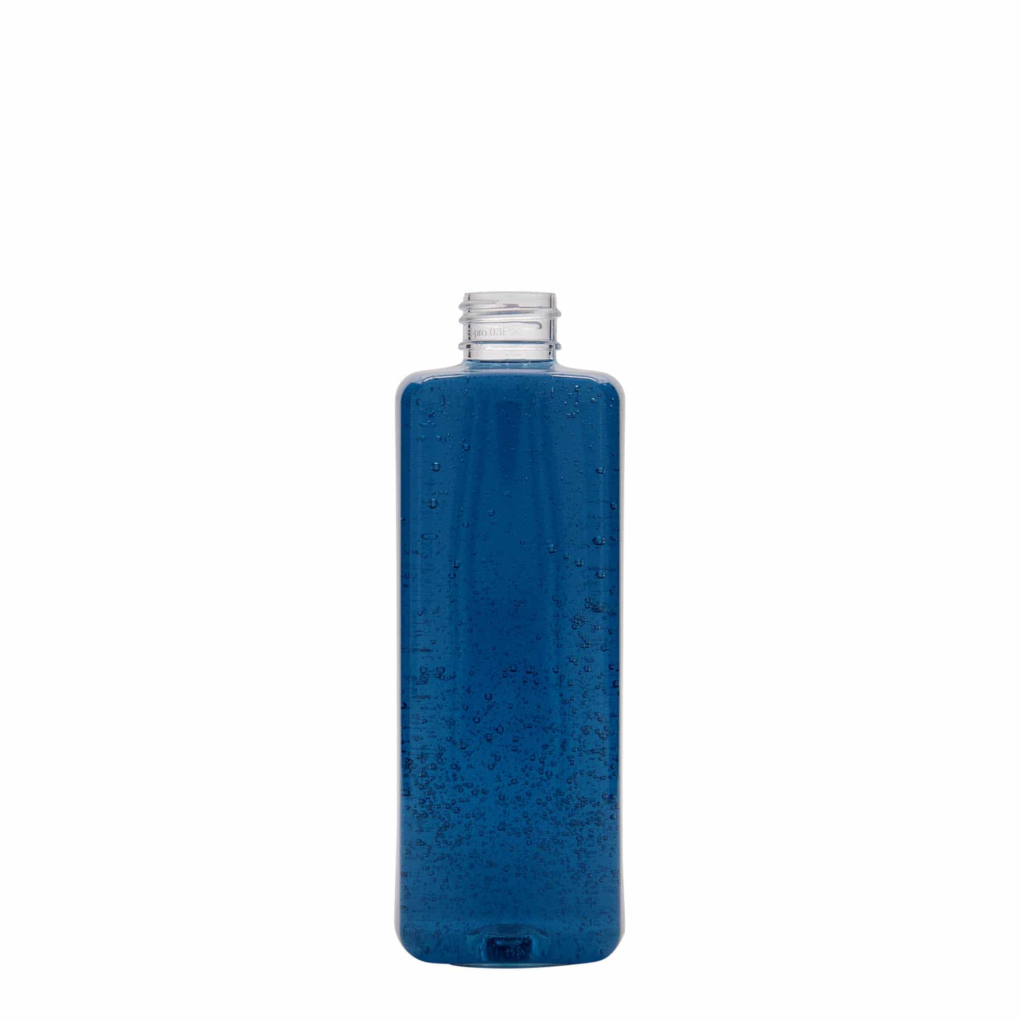 300 ml steklenica iz PET plastike »Karl«, kvadratna, plastika, ustje: GPI 24/410