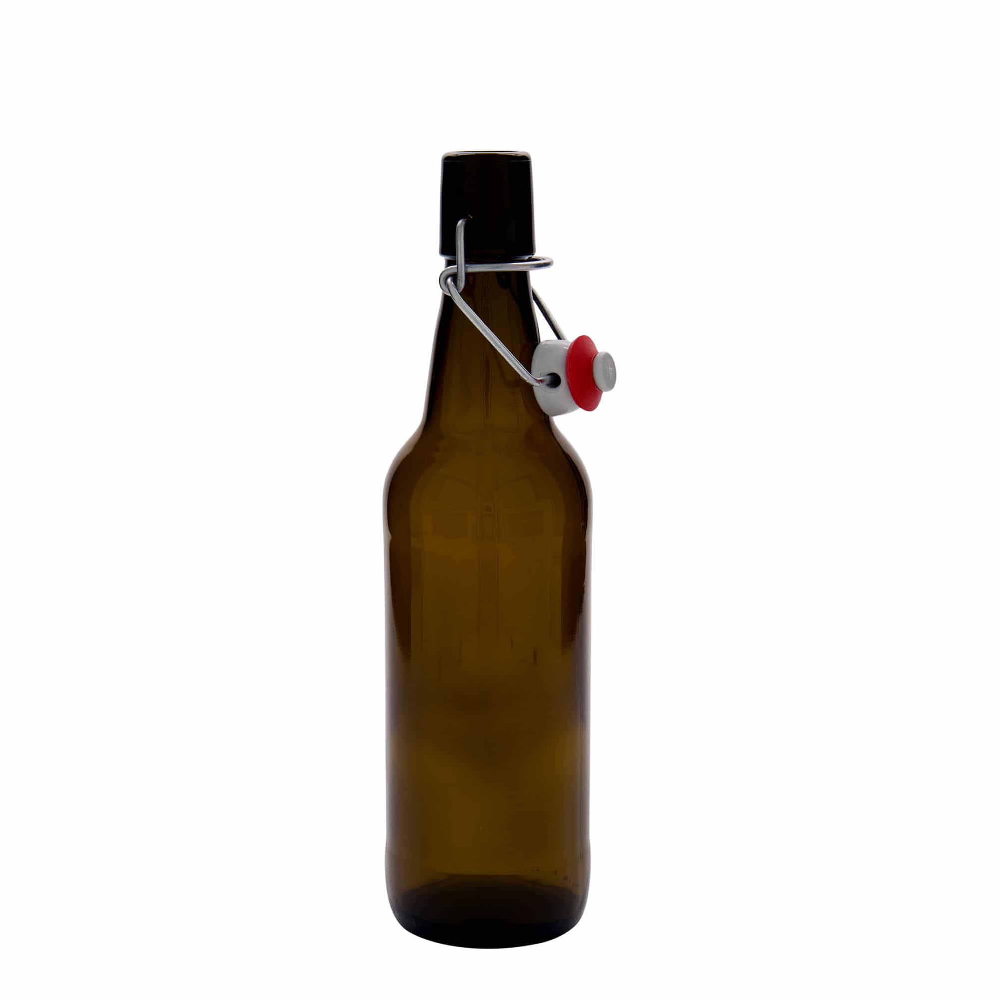 500 ml steklenica za pivo, steklo, rjava, ustje: zamašek s tesnilom