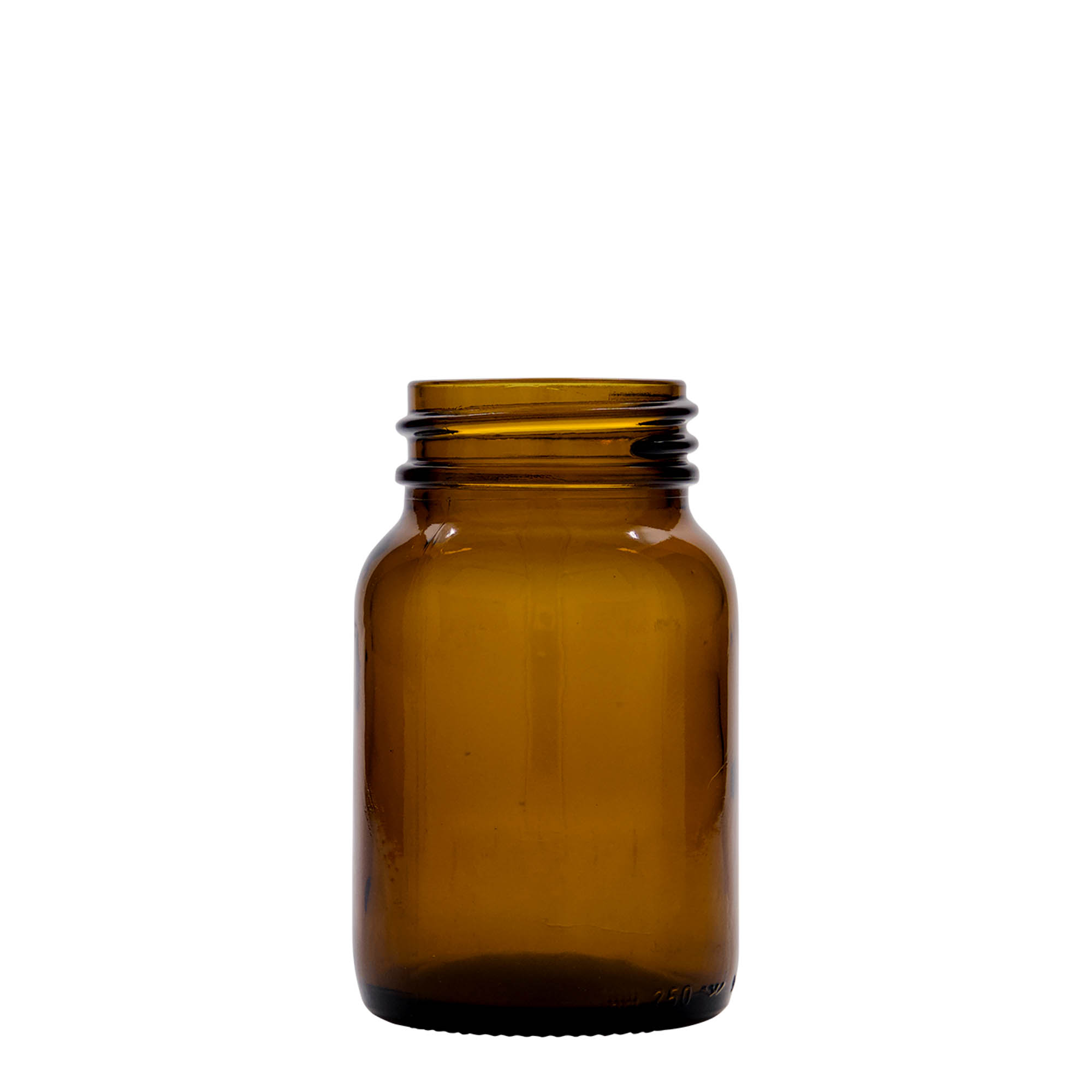 250 ml steklen kozarec z širokim vratom, rjav, odprtina: DIN 55