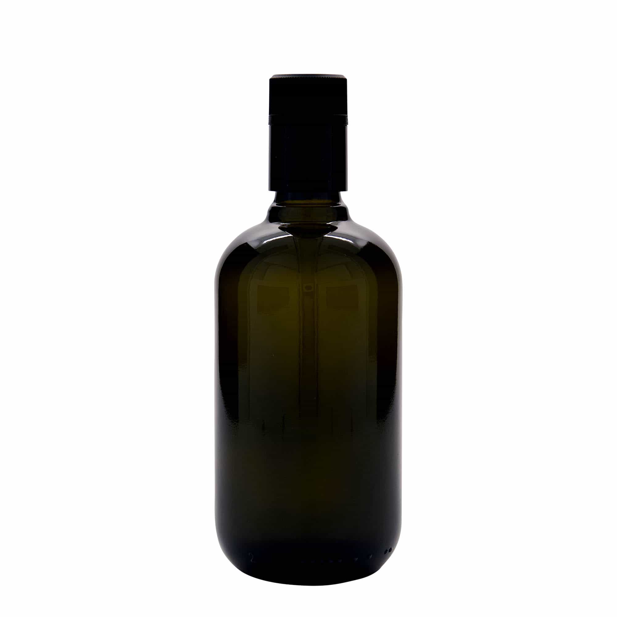 500 ml steklenica za kis/olje »Biolio«, steklo, antično zelena, ustje: DOP