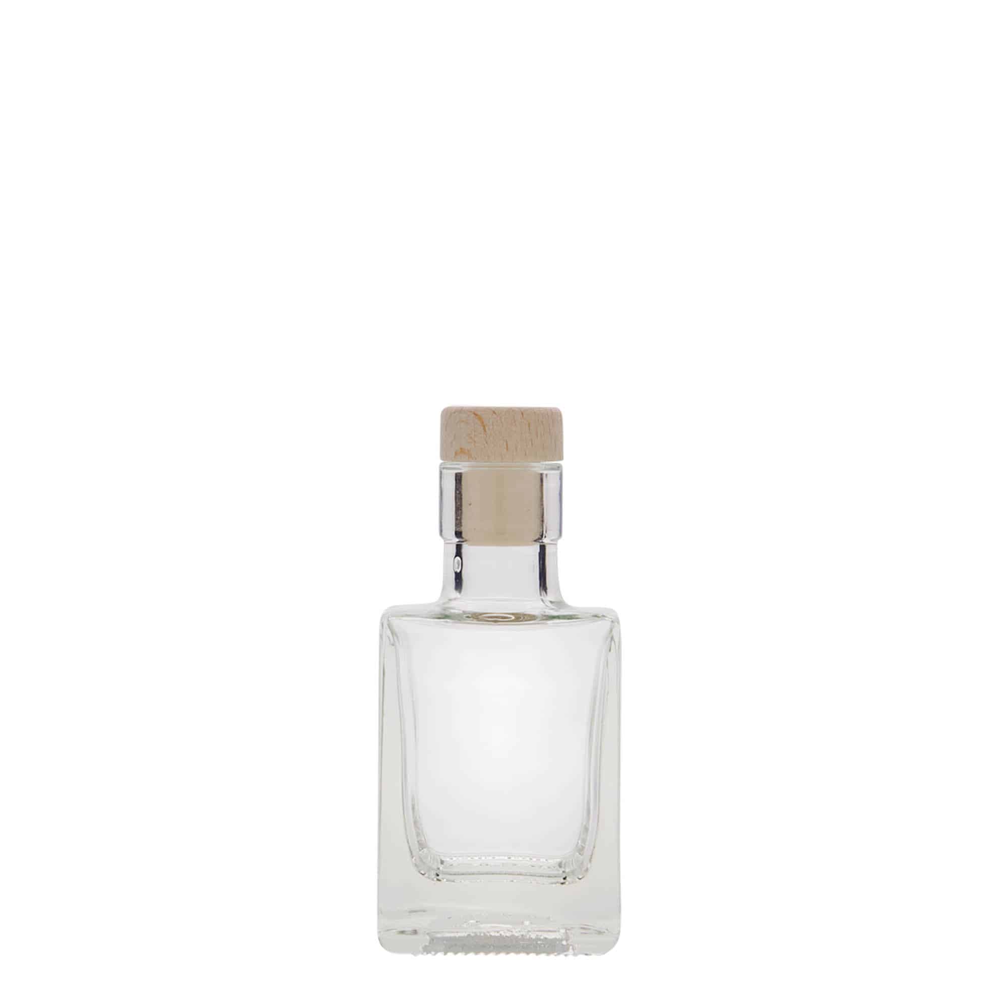 50 ml steklena steklenica »Cube«, kvadratna, ustje: pluta