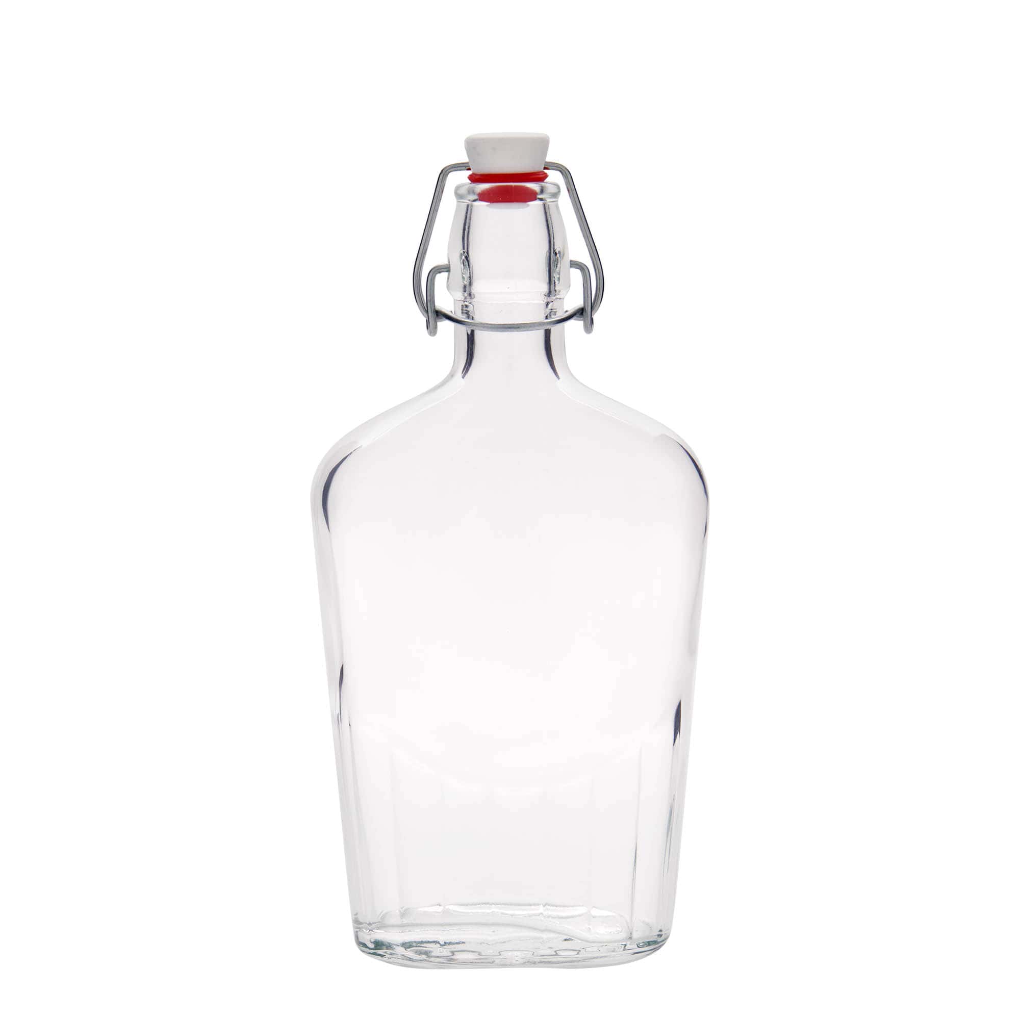500 ml steklena steklenica »Fiaschetta«, ovalna, ustje: zamašek s tesnilom