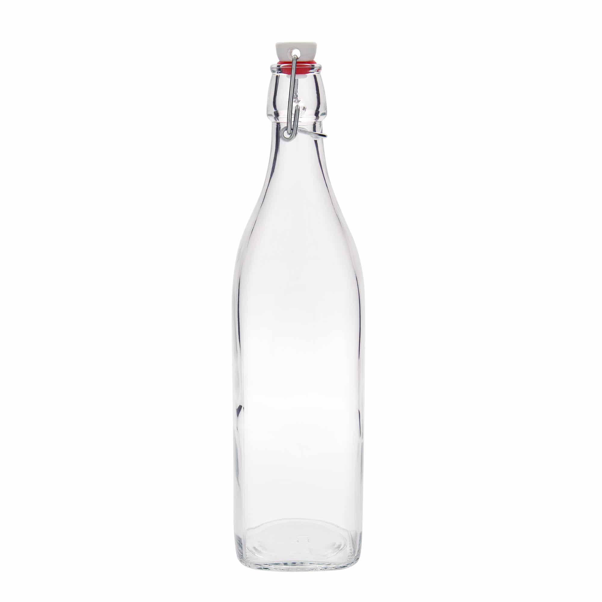 1.000 ml steklenica iz stekla 'Swing, kvadratna, odprtina: s sponko