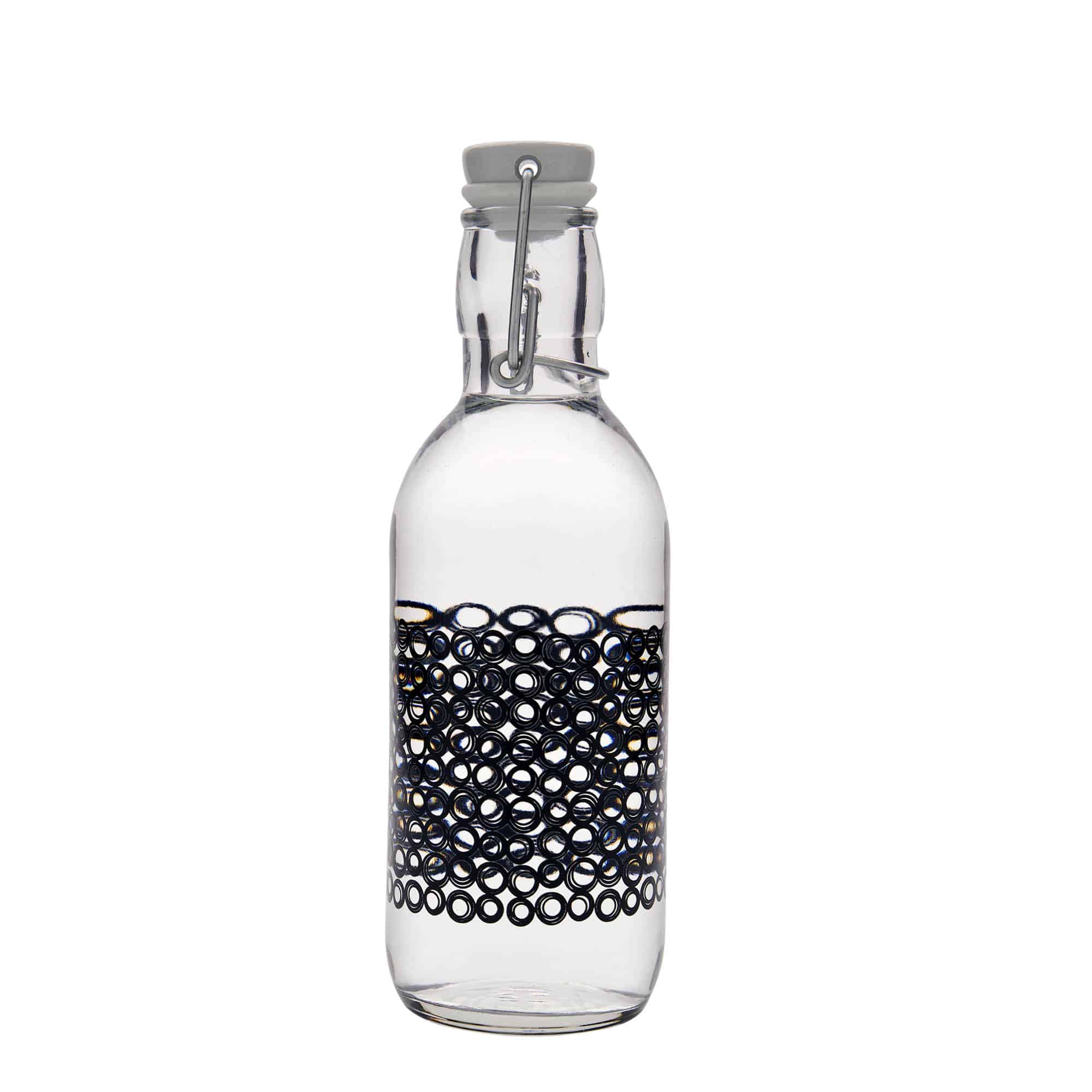500 ml steklena steklenica »Emilia«, motiv: Circola nero, ustje: zamašek s tesnilom