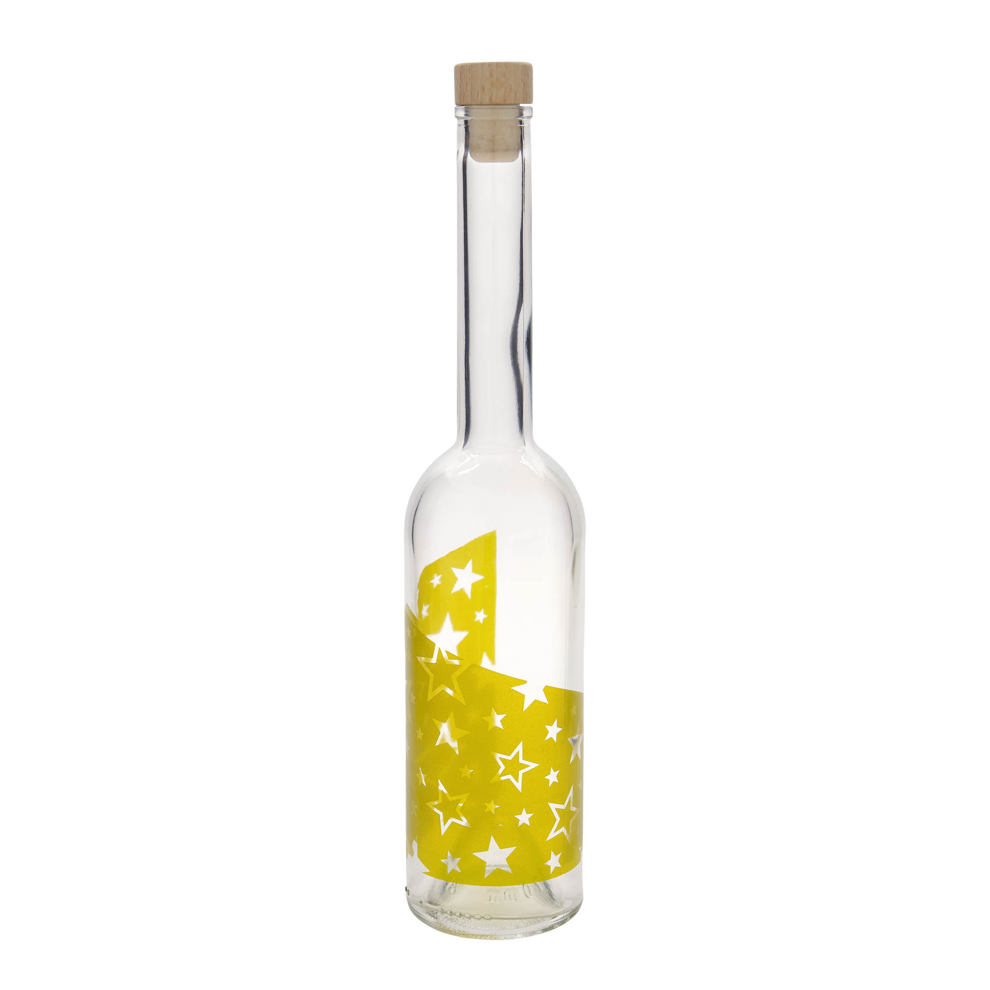 500 ml steklena steklenica 'Opera', motiv: zlata zvezda, odprtina: zamašek
