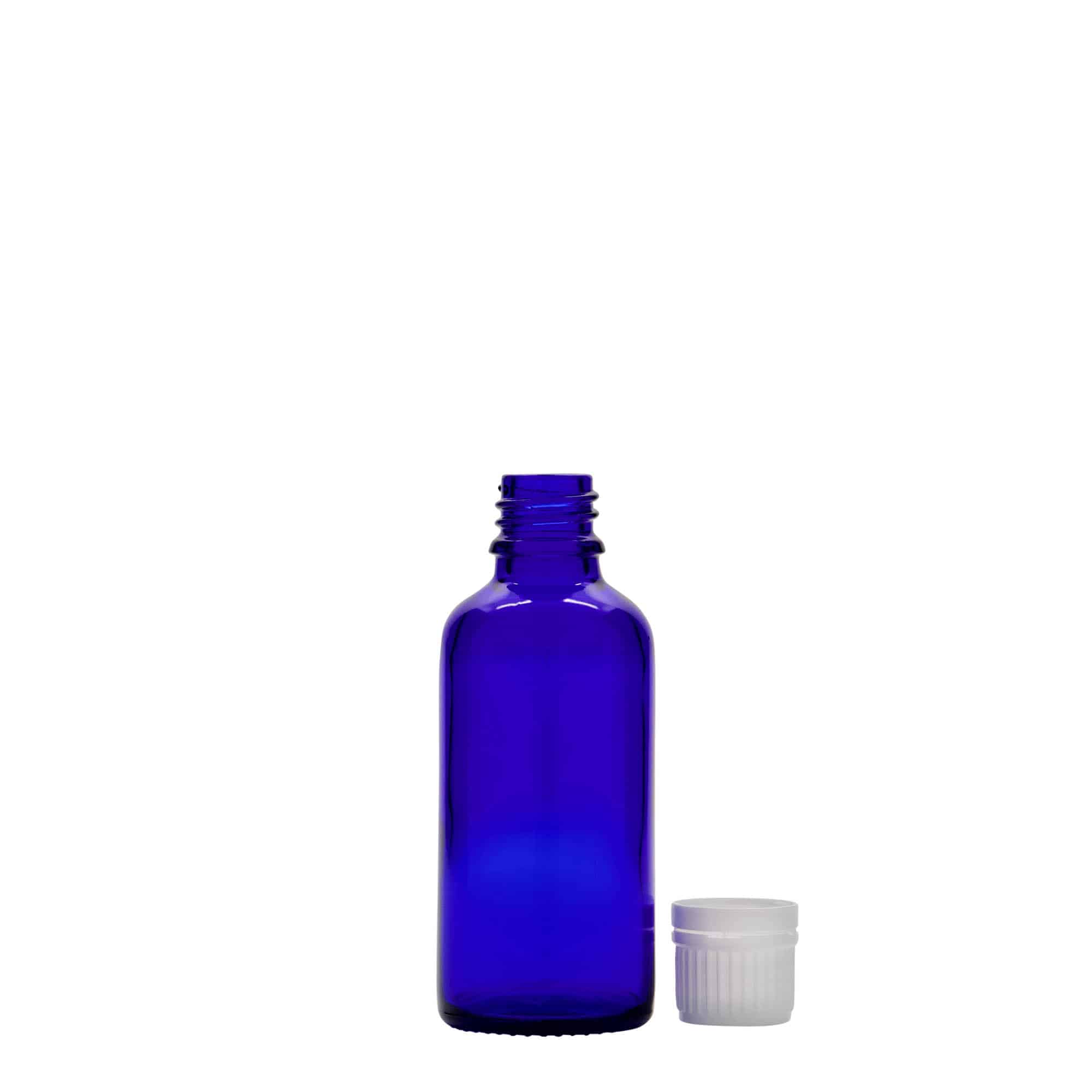 50 ml medicinska steklenička, steklo, kraljevsko modra, odprtina: DIN 18 50 ml medicinska steklenička, steklo, kraljevsko modra, odprtina: DIN 18
