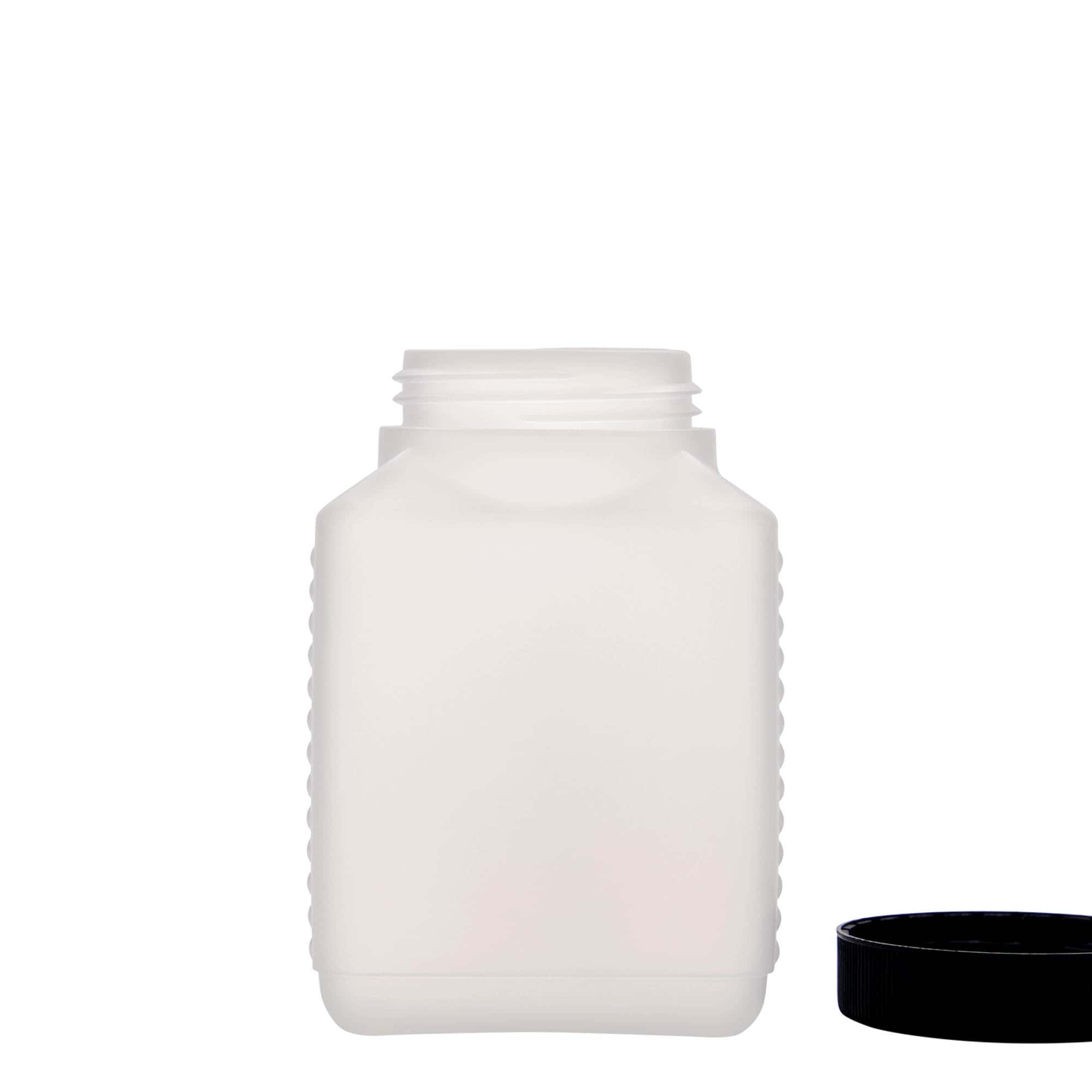 500 ml steklenica z širokim vratom, pravokotna, HDPE-plastika, naravna, odprtina: DIN 60 EPE