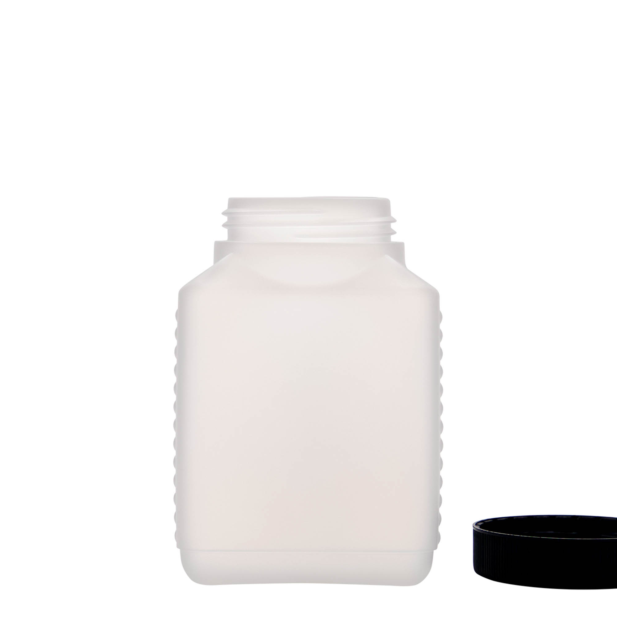 500 ml steklenica z širokim vratom, pravokotna, HDPE-plastika, naravna, odprtina: DIN 60 EPE