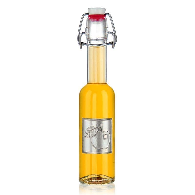 Kos etiketa 'Jabolko', kvadratni, kovina, srebrna