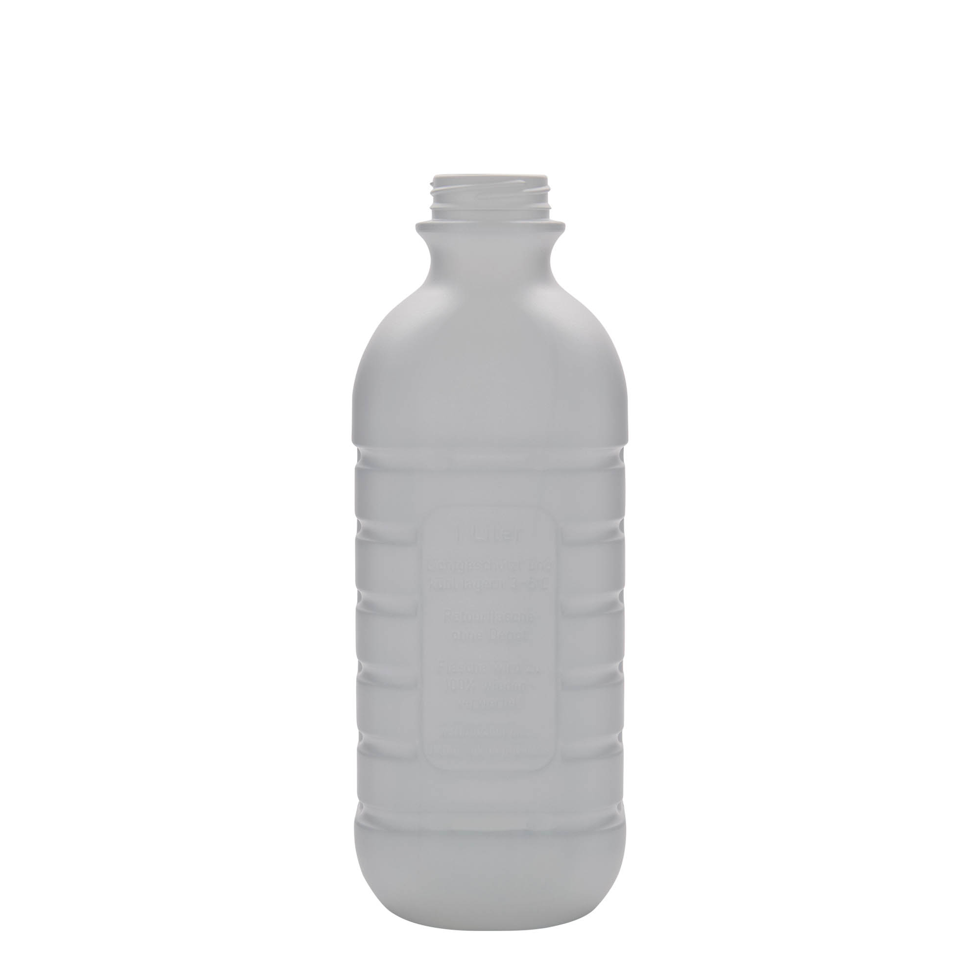 1.000 ml steklenica za mleko, pravokotna, HDPE-plastika, bela, odprtina: PEHD40