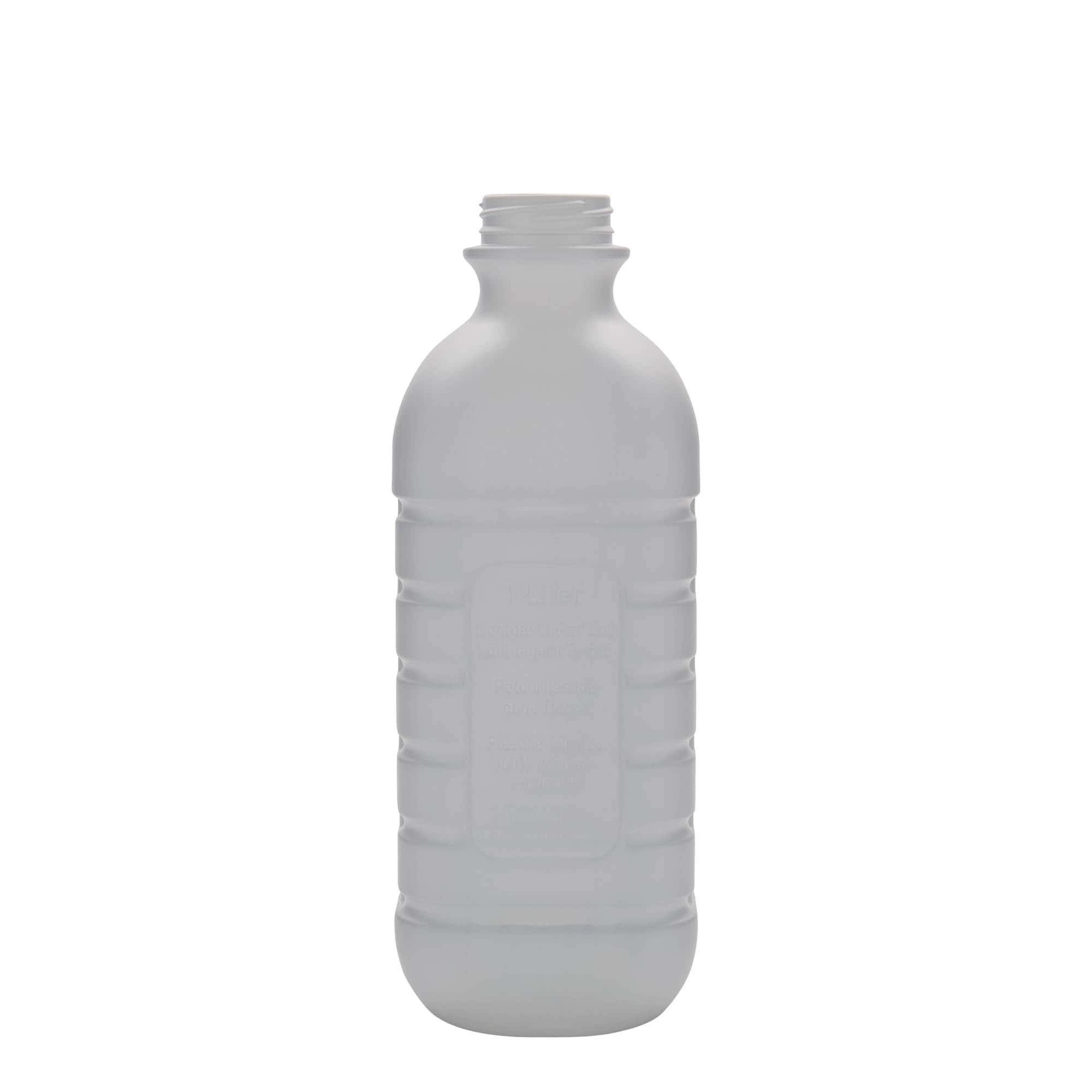 1.000 ml steklenica za mleko, pravokotna, HDPE-plastika, bela, odprtina: PEHD40