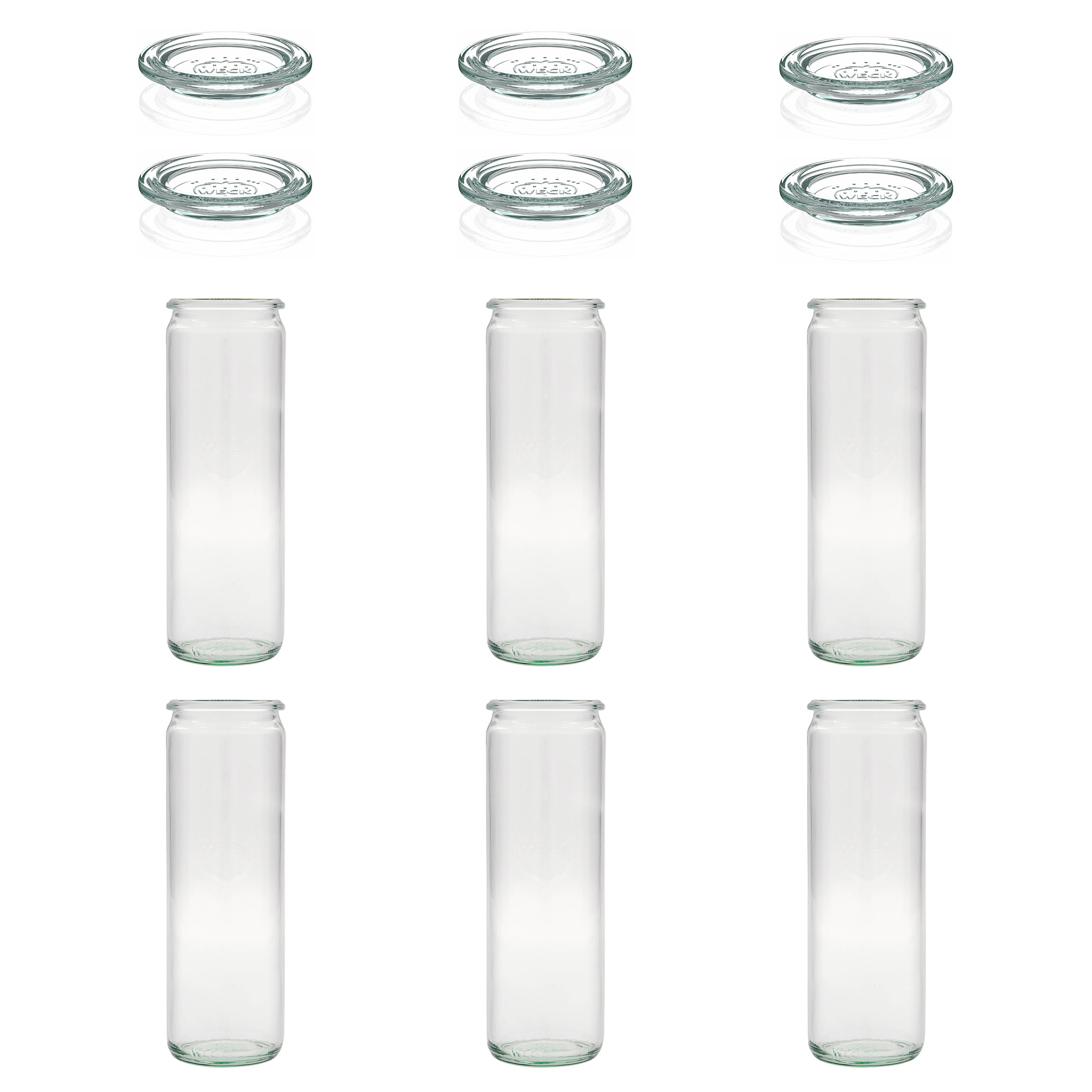 6x 600 ml WECK-cilindrično steklo s steklenim pokrovom RR 60