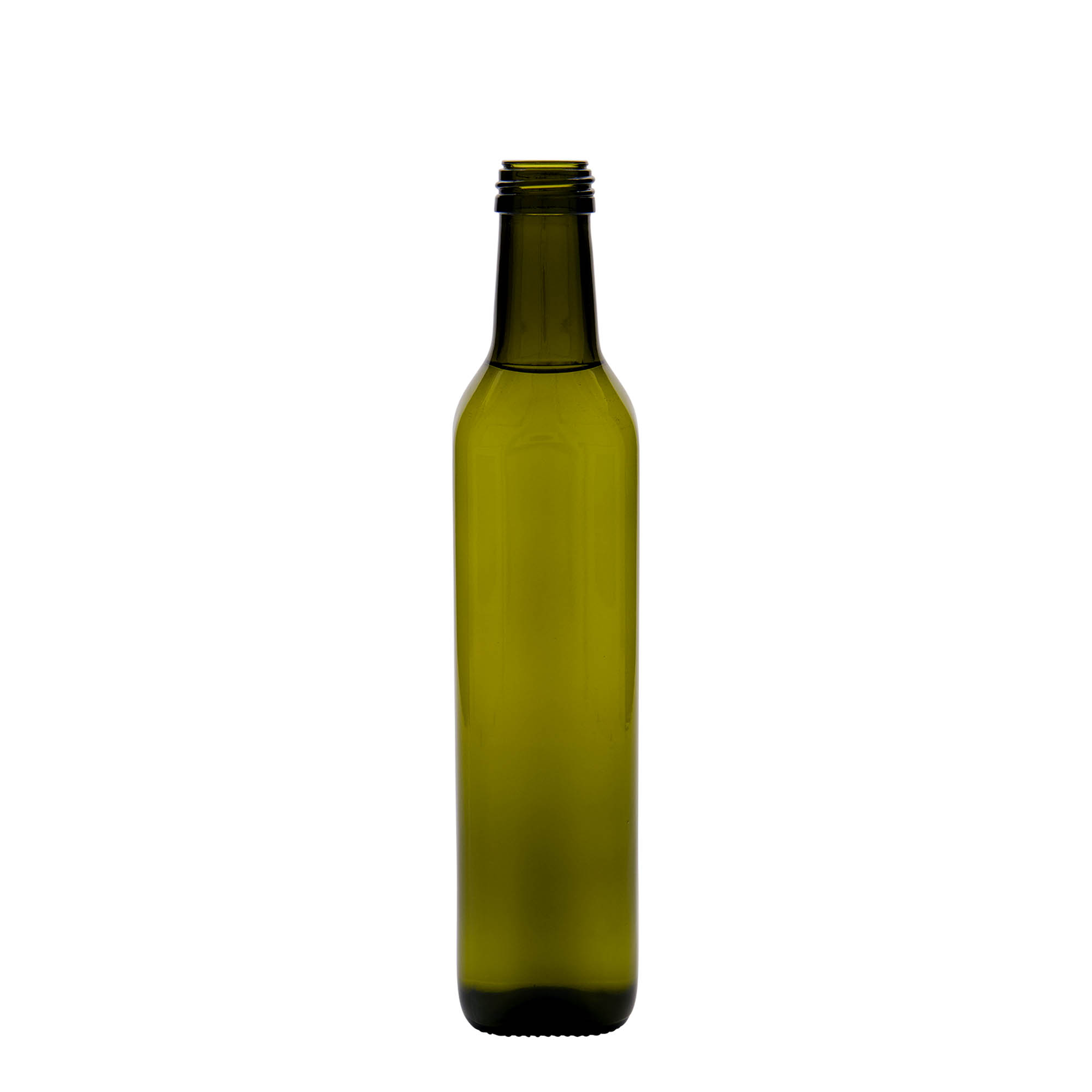 500 ml steklenica iz stekla 'Marasca', kvadratna, starozelena, odprtina: PP 31,5