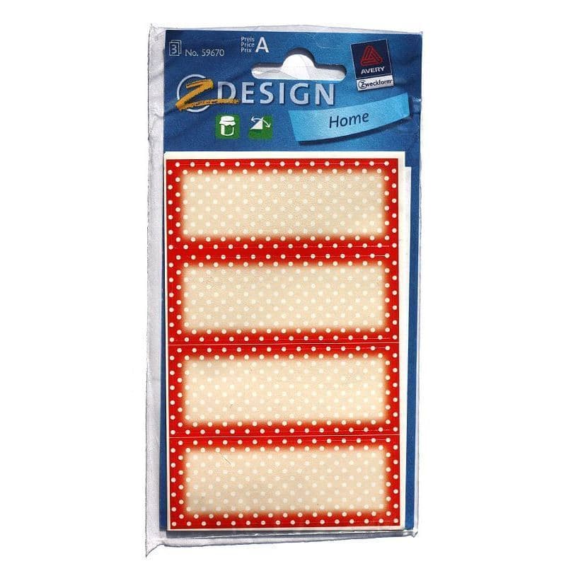 Namenske etikete »Red Dots«, pravokotna, papir, rdeča Namenske etikete »Red Dots«, pravokotna, papir, rdeča