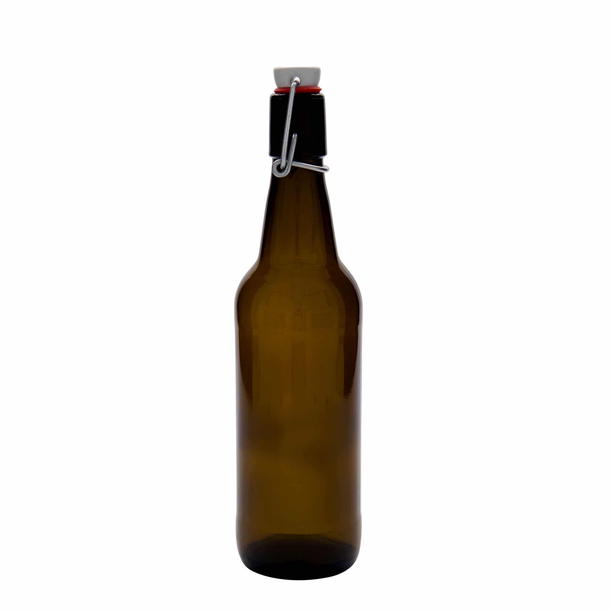 500 ml steklenica za pivo, steklo, rjava, ustje: zamašek s tesnilom