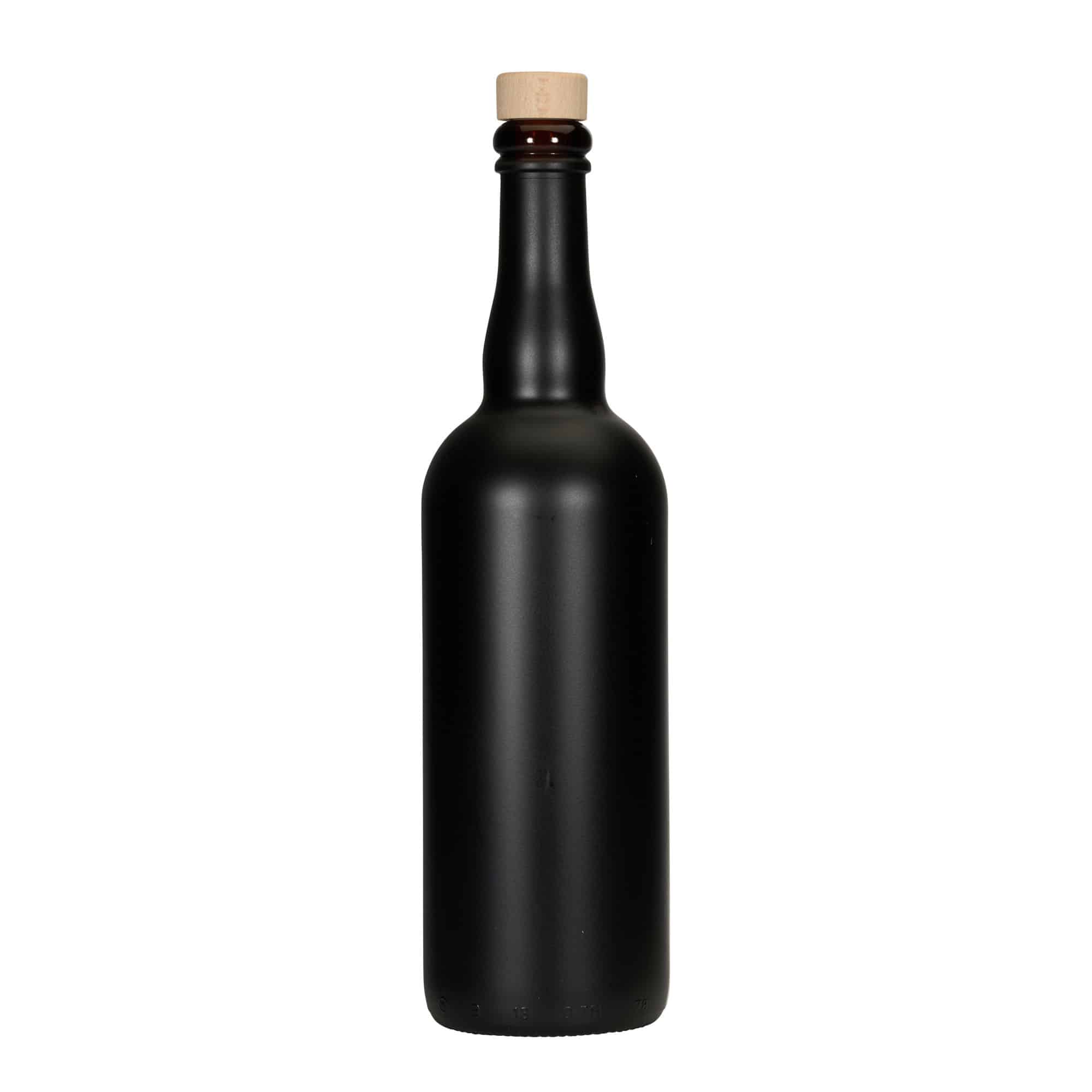 750 ml pivska steklenica Belgija, steklo, črna, grlo: pluta