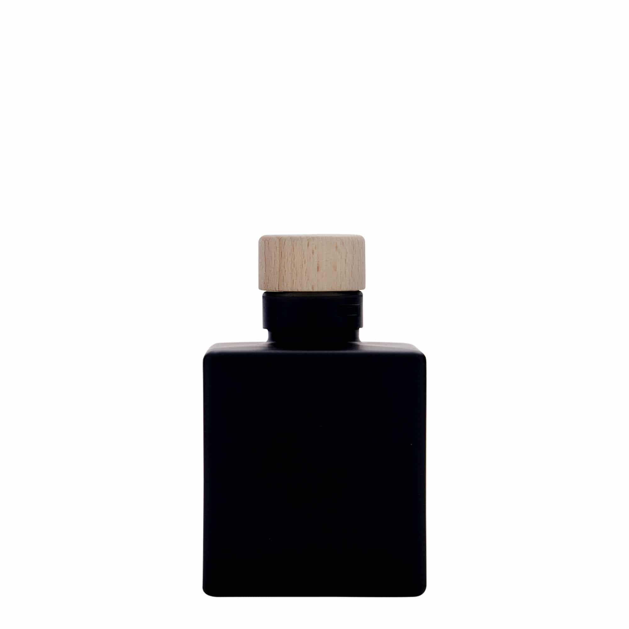 100 ml steklena steklenica »Cube«, kvadratna, črna, ustje: pluta