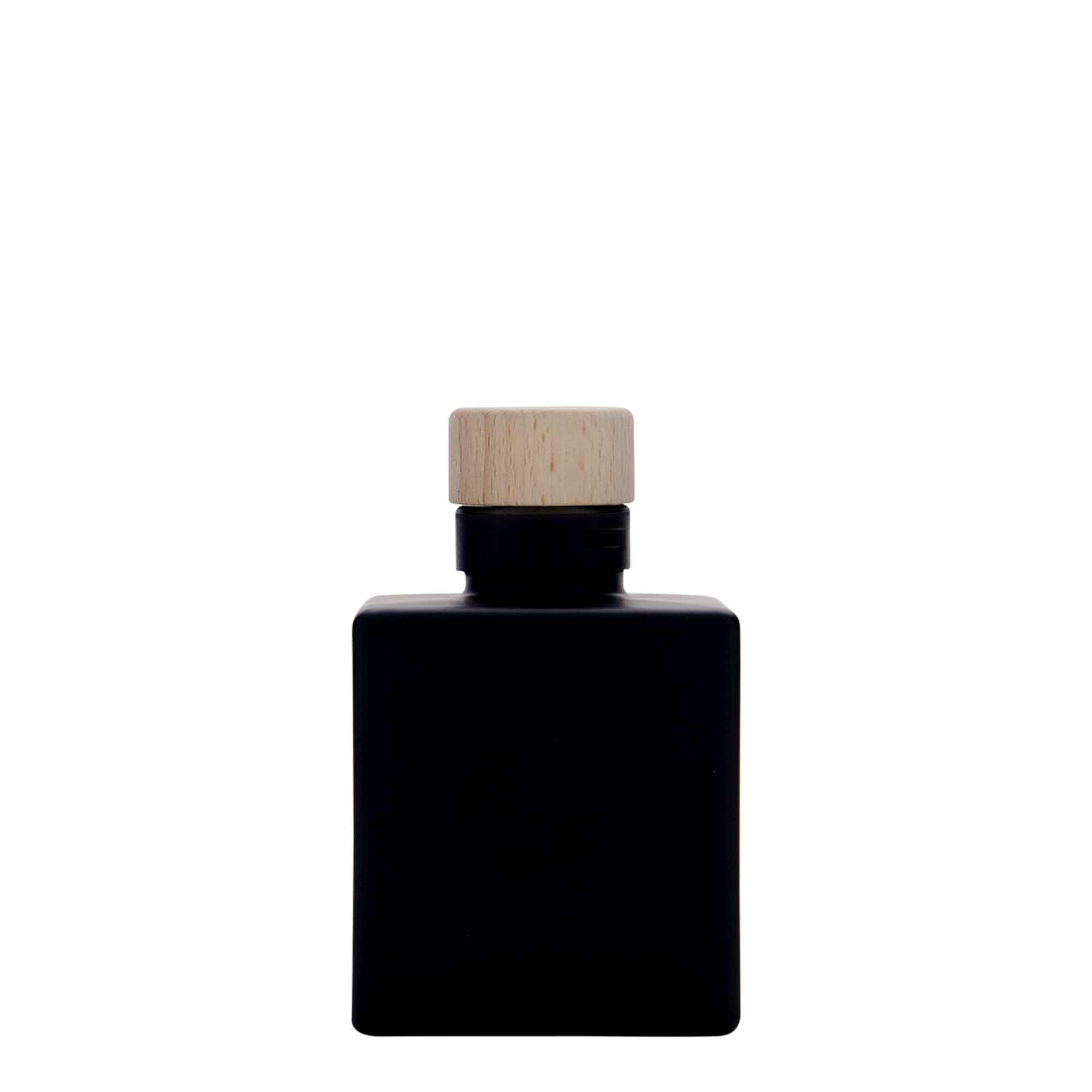 100 ml steklenička 'Cube', kvadratna, črna, odprtina: pluta
