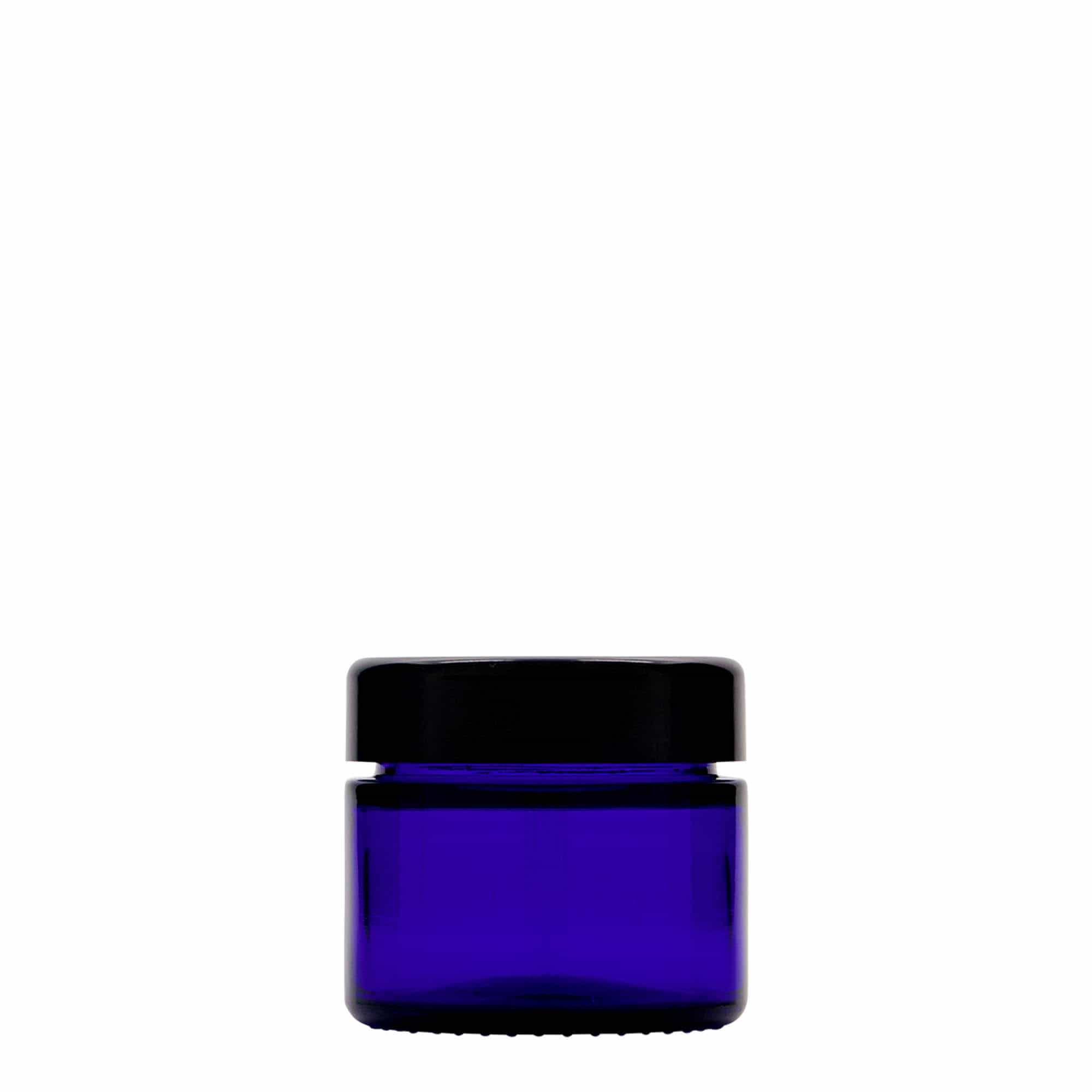 50 ml lonček 'Blue Edition', steklo, kraljevsko modra, odprtina: navojni pokrov