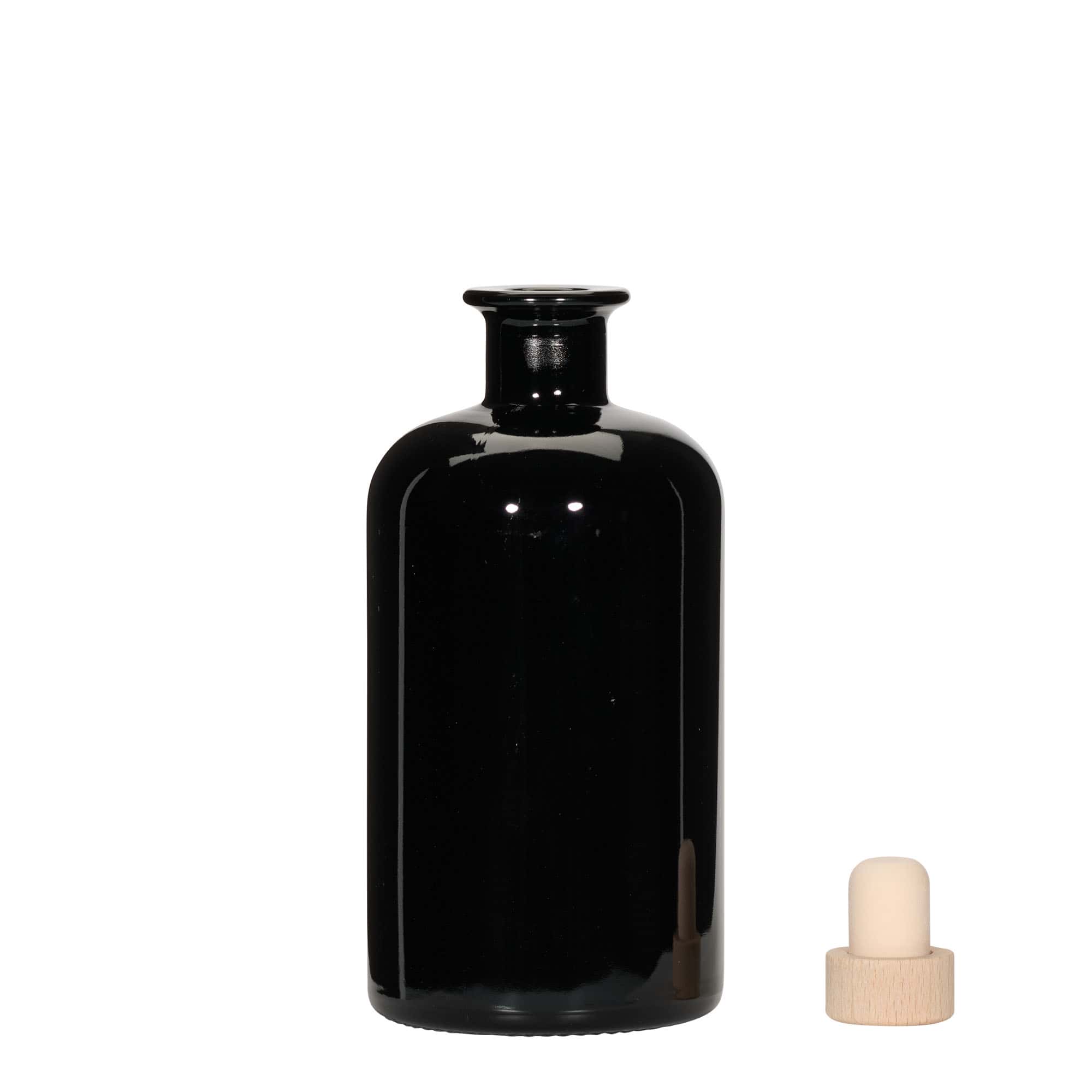 500 ml lekarniška steklenica, črna, ustje: pluta