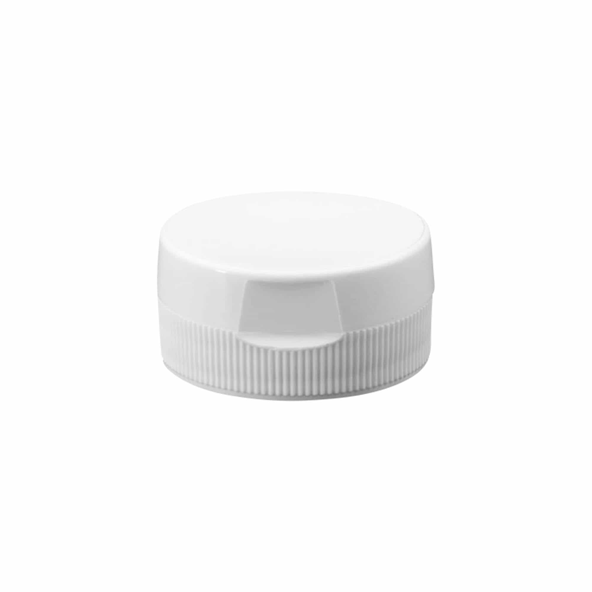 Zaporna sponka z zložljivim tečajem, PP-plastika, bela, za odprtino: 38/400