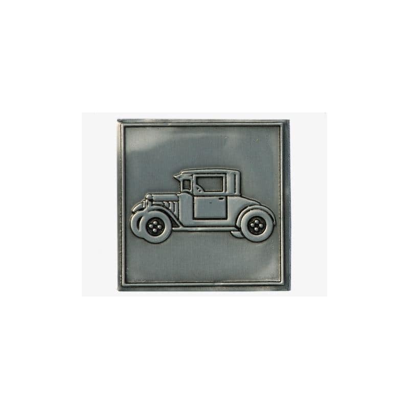 Kositrna nalepka 'Oldtimer', kvadratna, kovinska, srebrna Kositrna nalepka 'Oldtimer', kvadratna, kovinska, srebrna