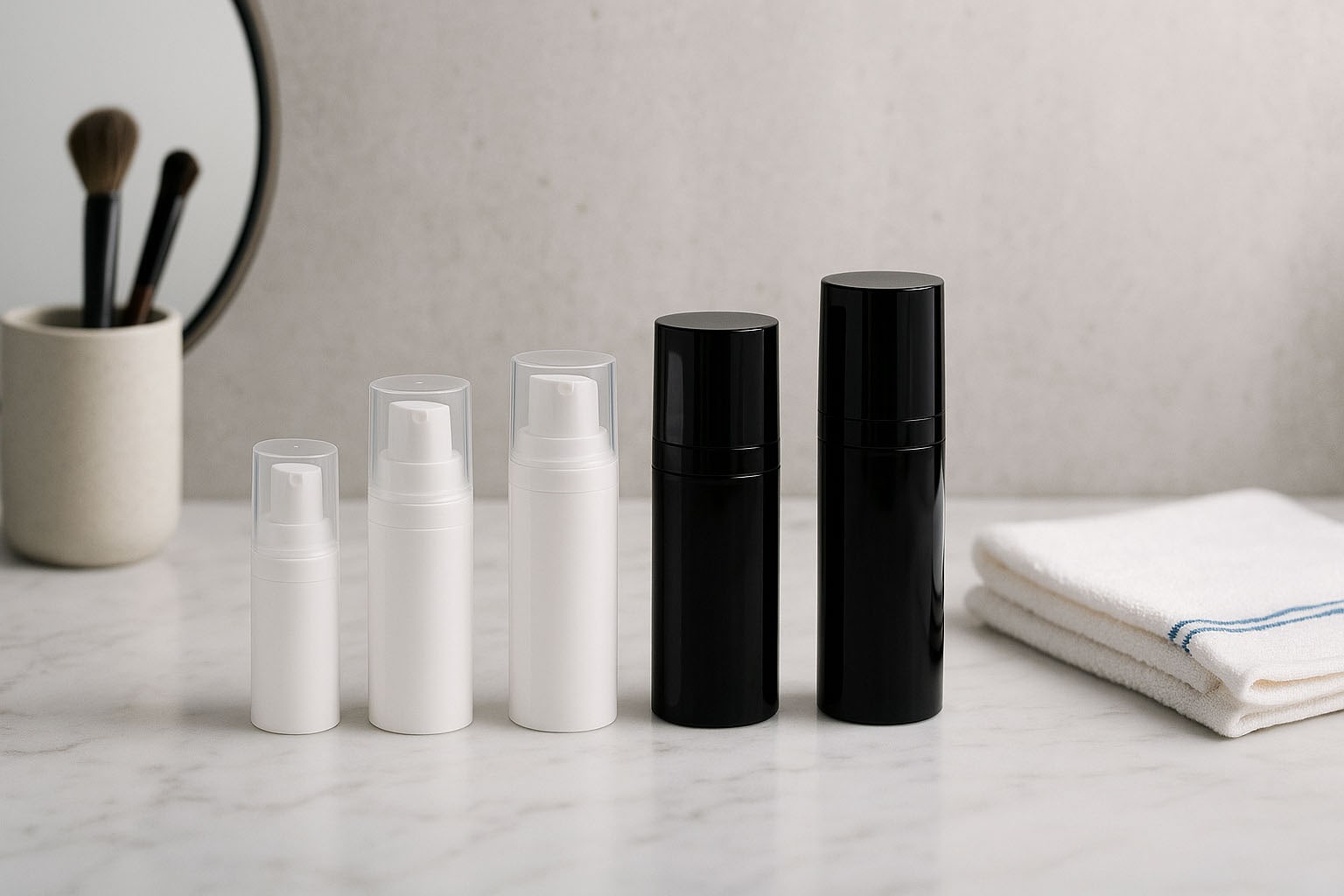 Airless glava Micro srebrni rob + bela, sijajni pokrovček za vtič