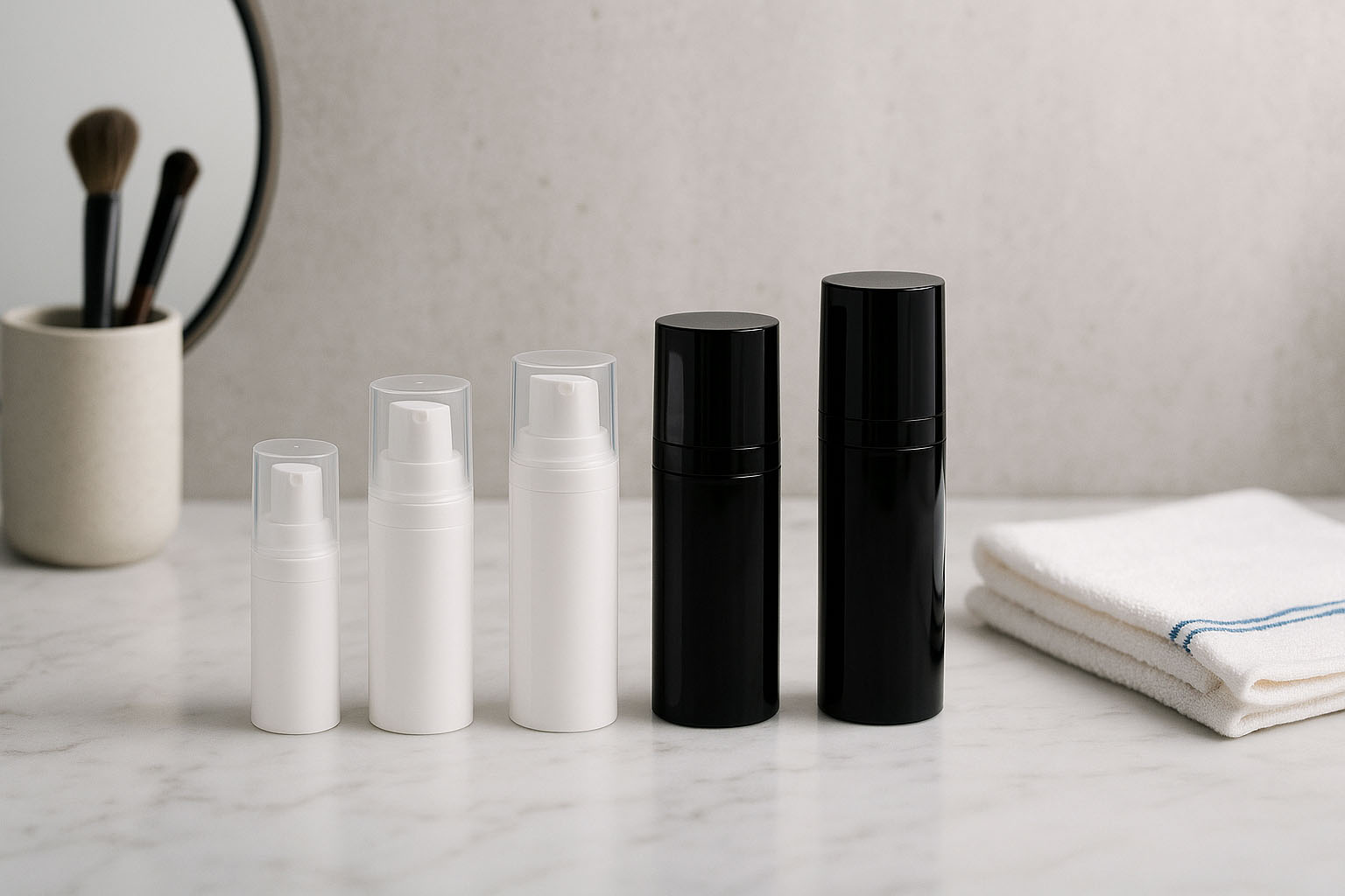 Airless glava Micro srebrni rob + bela, sijajni pokrovček za vtič Airless glava Micro srebrni rob + bela, sijajni pokrovček za vtič
