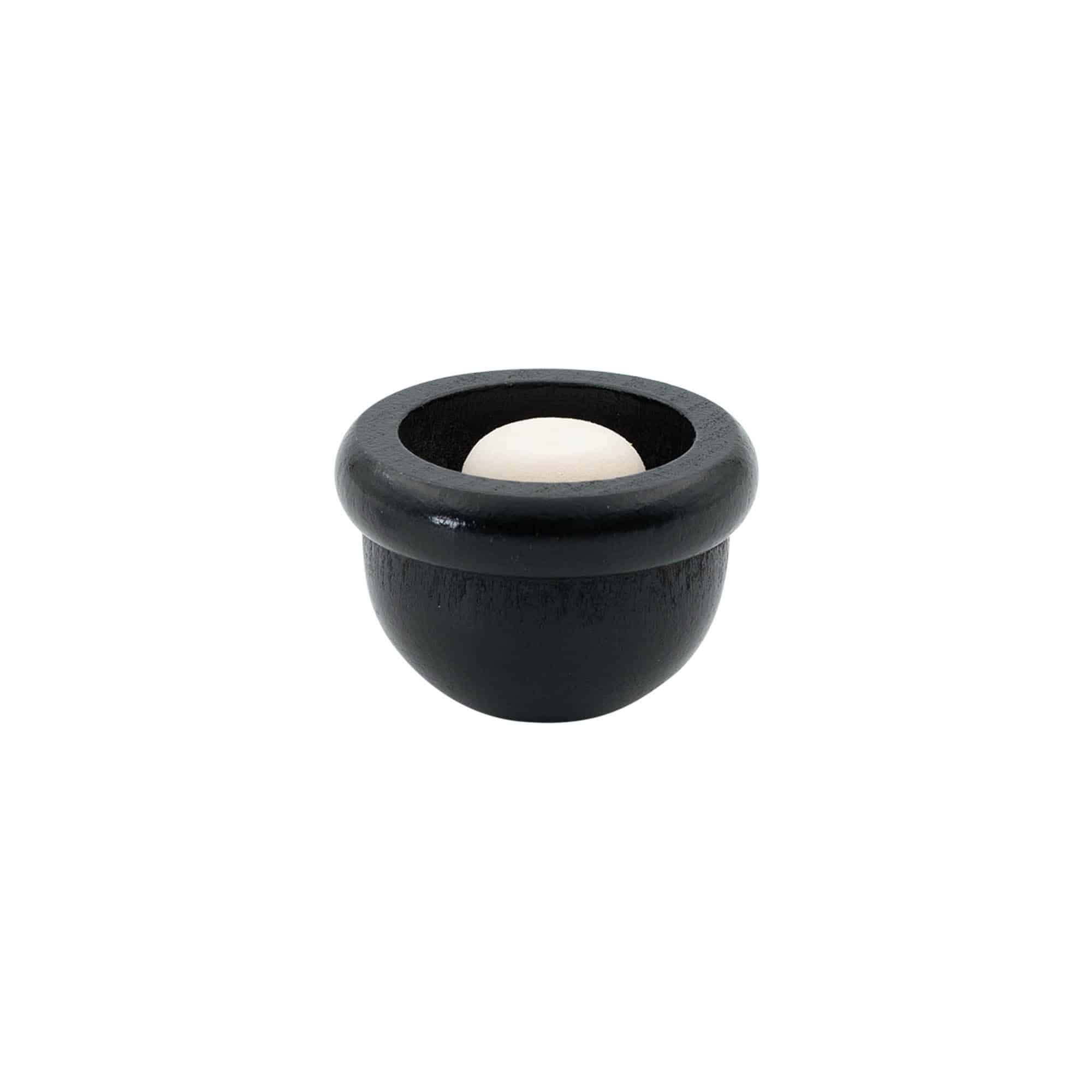 Plutovinasti zamašek z robom 19 mm, les/plastika, črna, za ustje: pluta