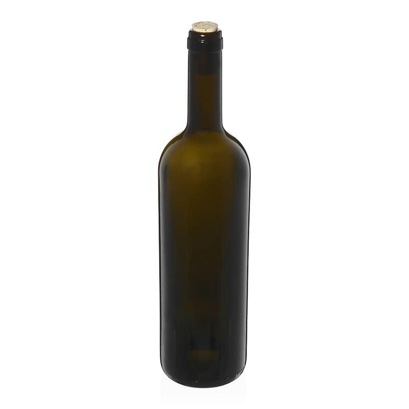 750 ml steklenica za vino »Golia«, antično zelena, ustje: pluta