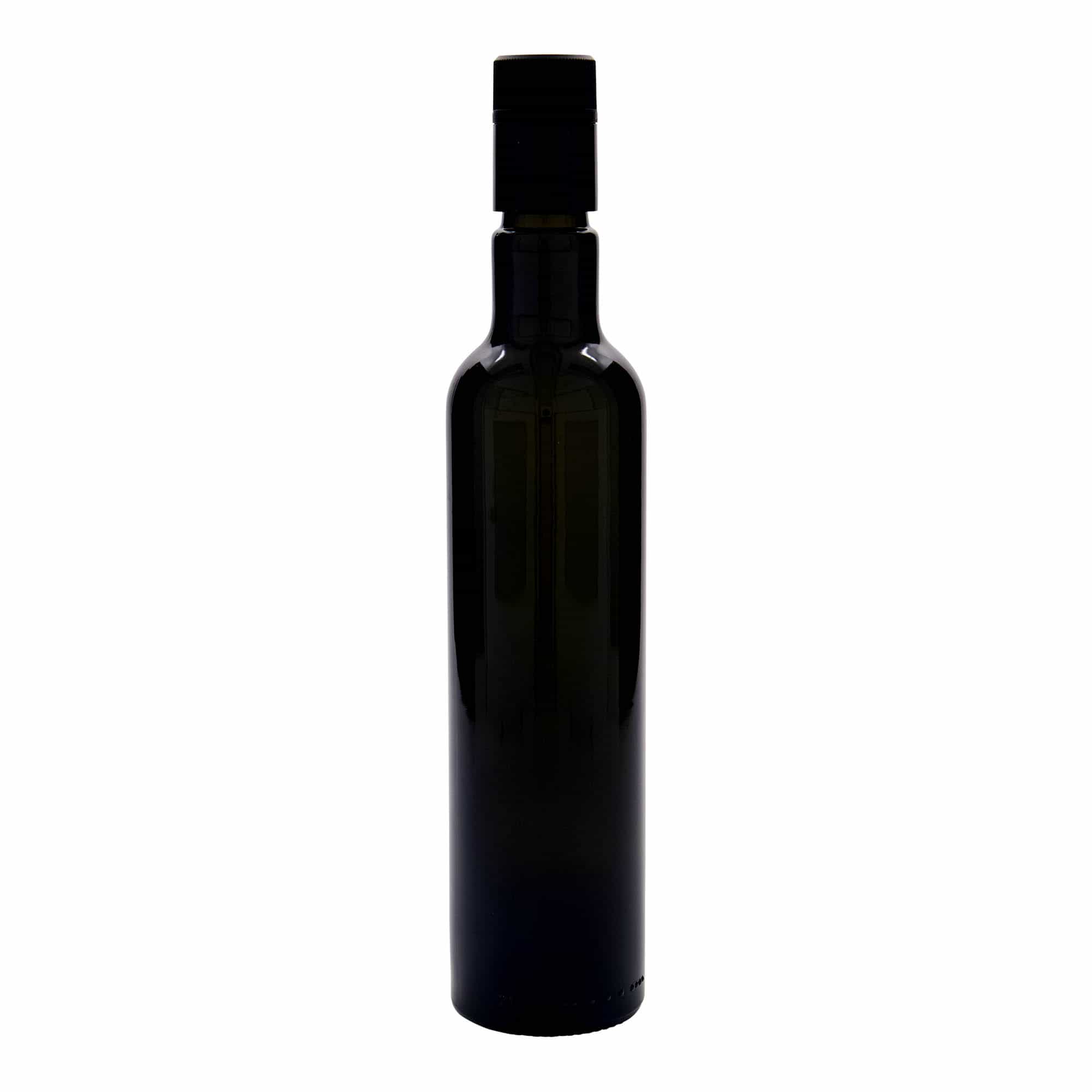 500 ml steklenica za kis/olje »Willy New«, steklo, antično zelena, ustje: DOP