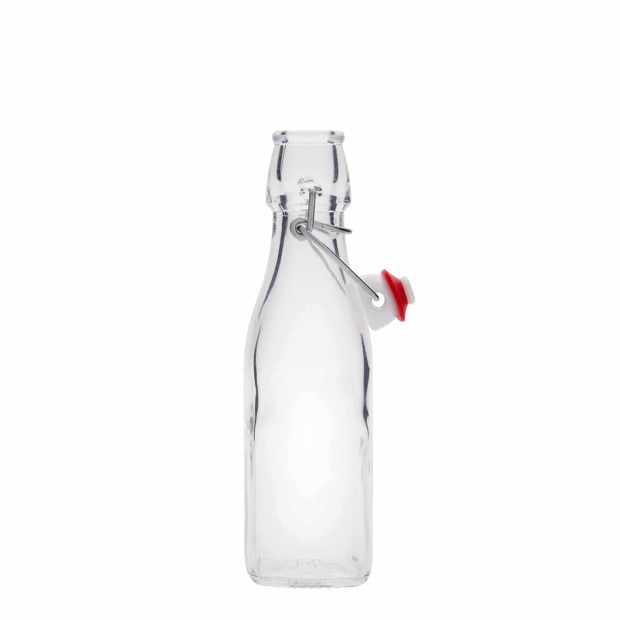 250 ml steklena steklenica »Swing«, kvadratna, ustje: zamašek s tesnilom
