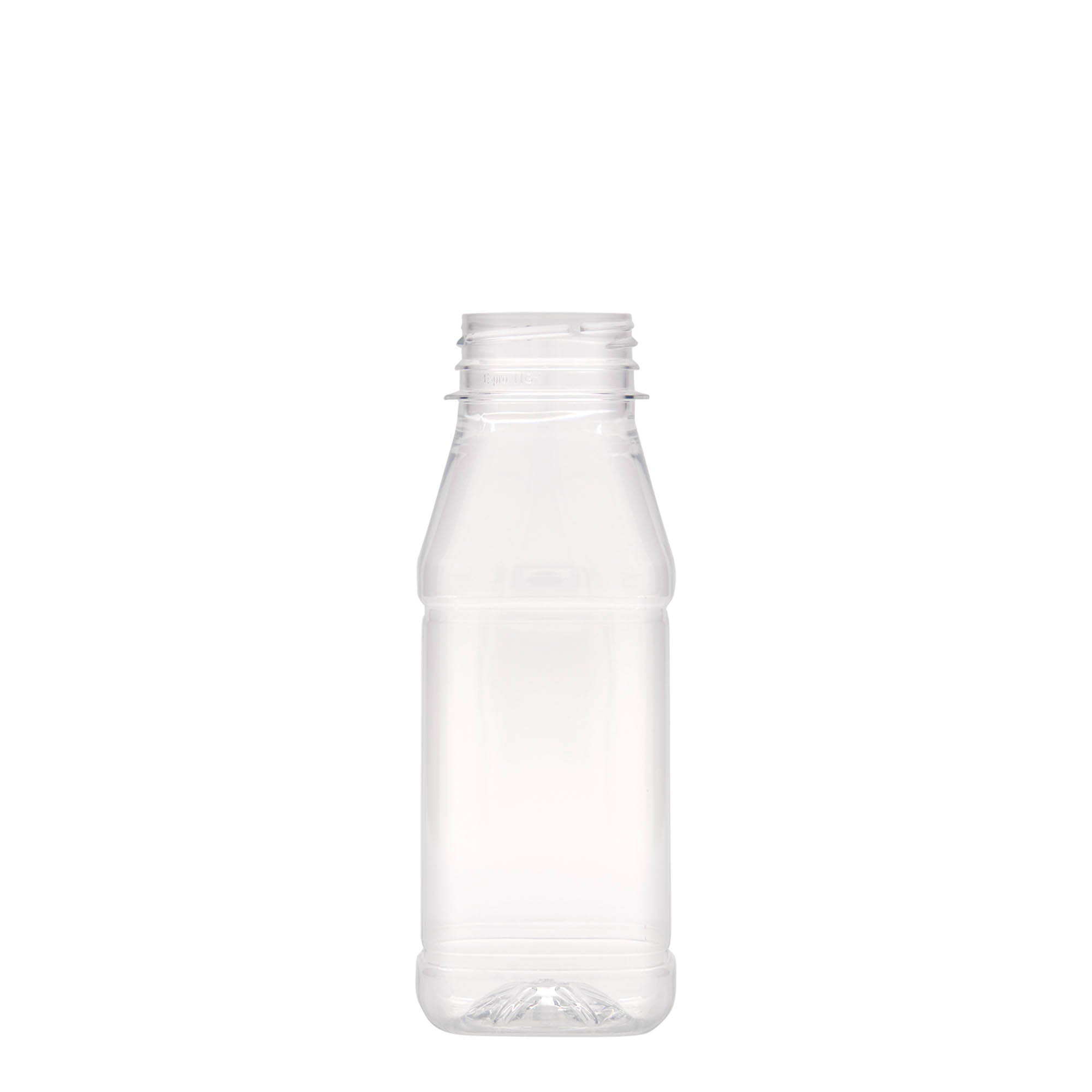 250 ml PET-flaska 'Milk and Juice Carré', kvadratna, plastika, odprtina: 38 mm