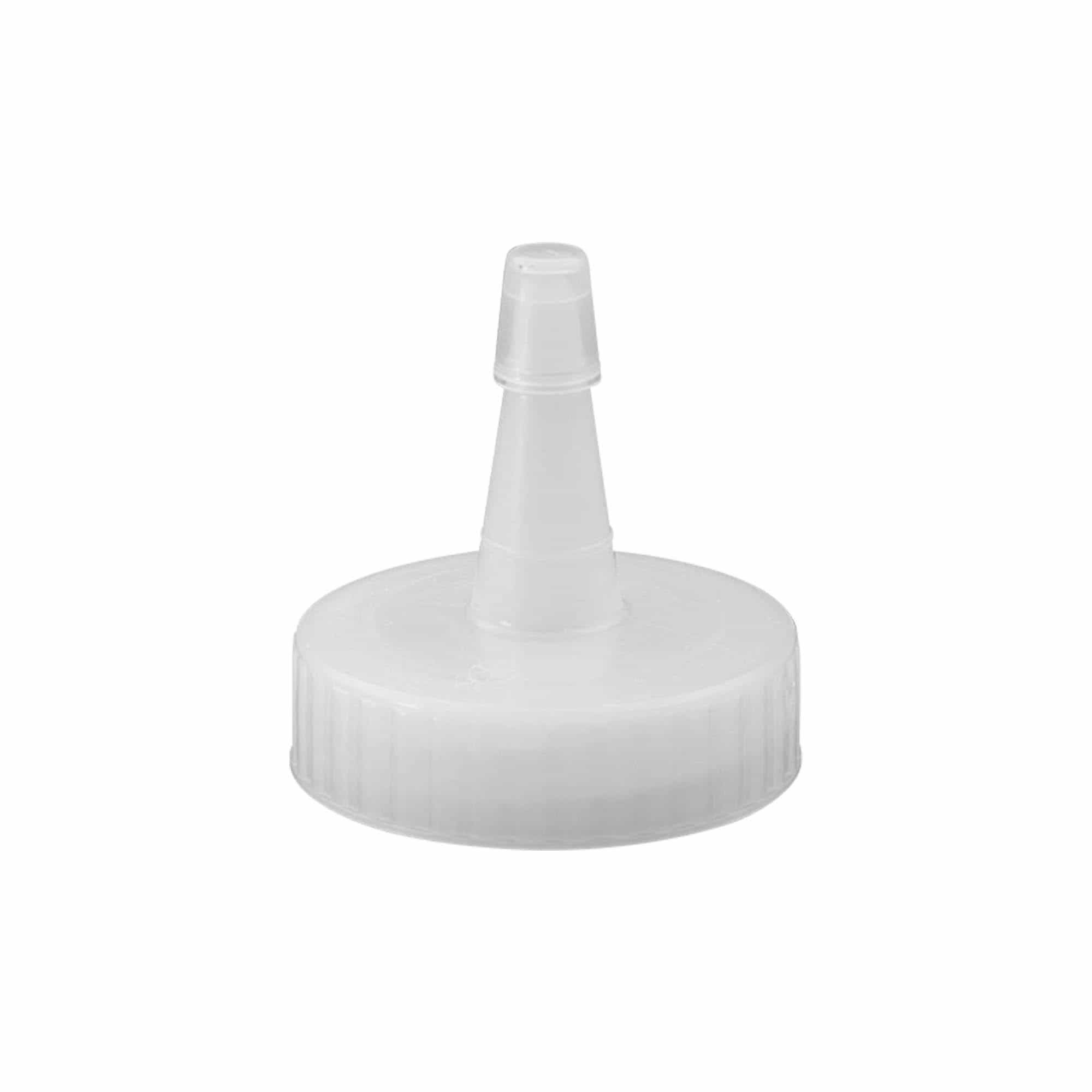 Navojni zamašek z dulcem, plastika PP, bela, za ustje: GPI 38/400 Navojni zamašek z dulcem, plastika PP, bela, za ustje: GPI 38/400
