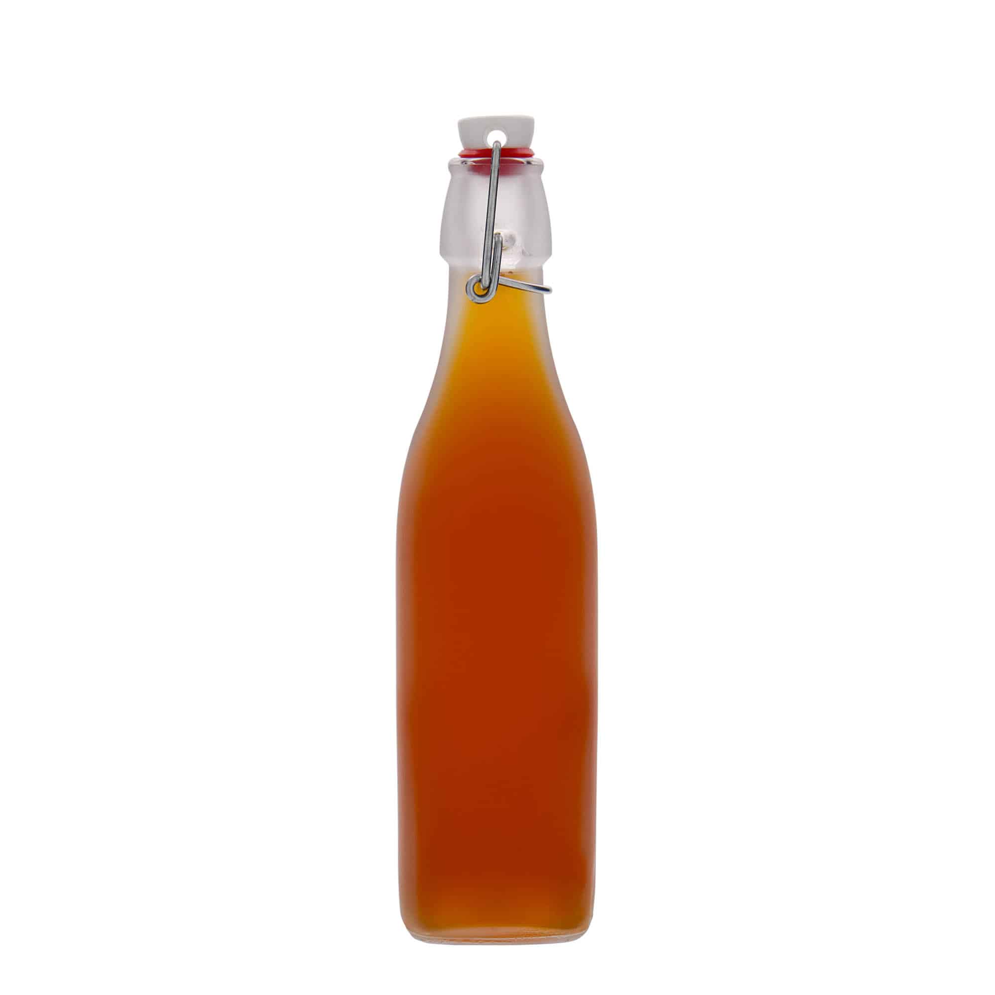 500 ml steklena steklenica »Swing«, kvadratna, bela, ustje: zamašek s tesnilom