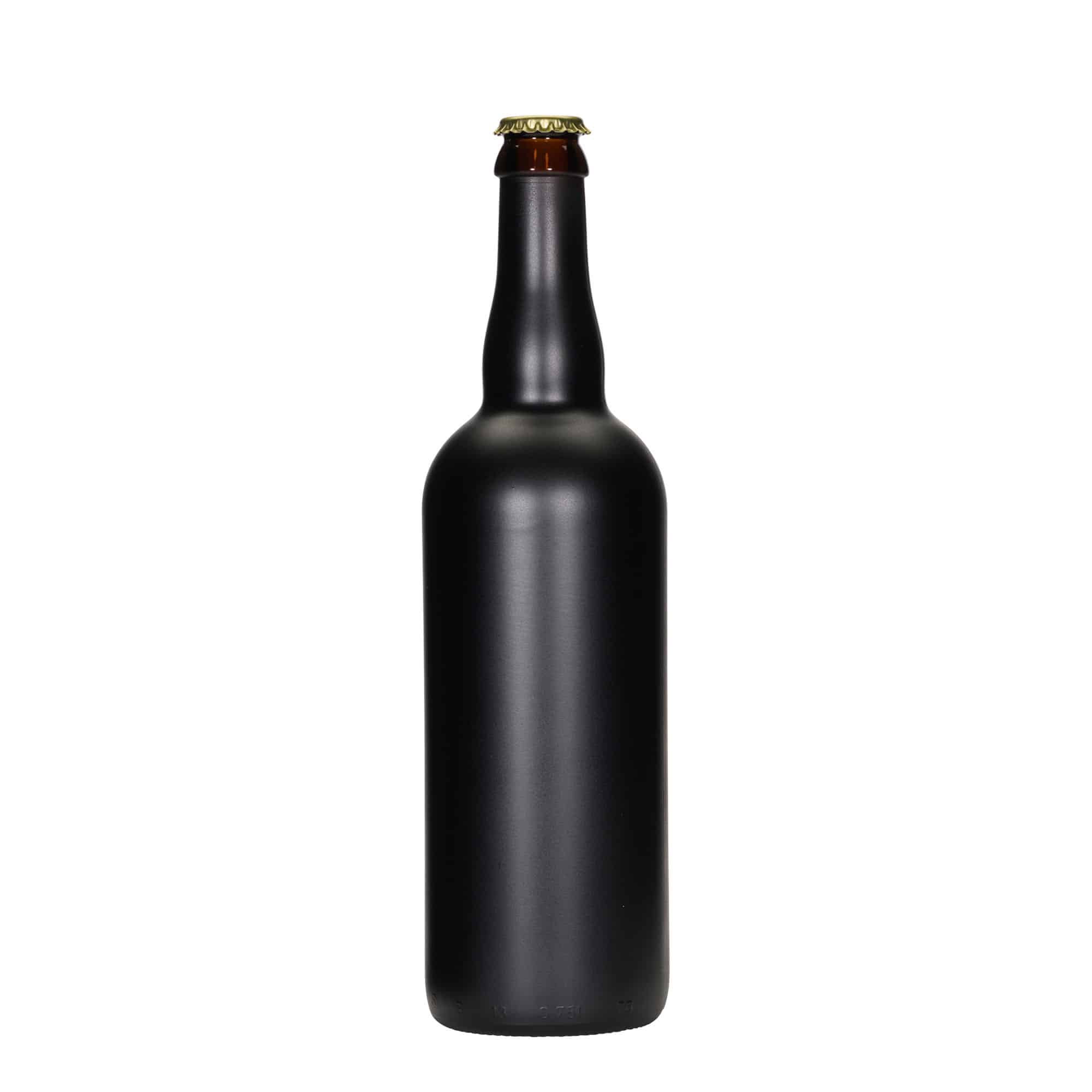 Steklenica piva 750 ml Belgija, steklo, črna, grlo: krona zamašek
