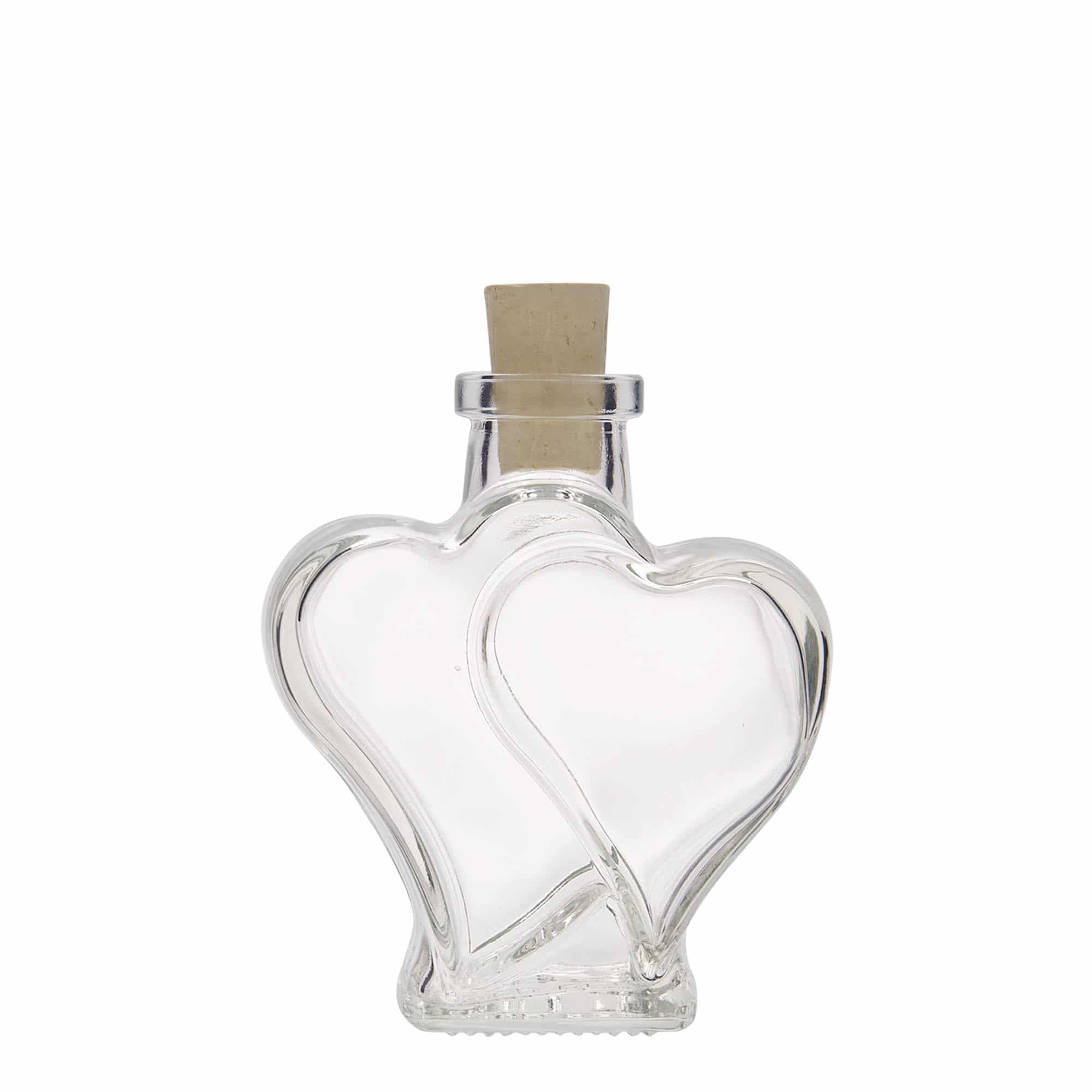 200 ml steklena steklenica »Dvojno srce«, ustje: pluta