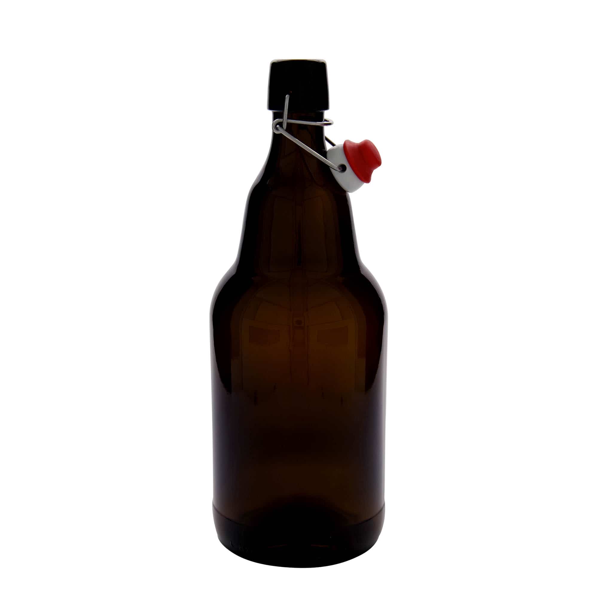 2000 ml steklenica za pivo, steklo, rjava, ustje: zamašek s tesnilom