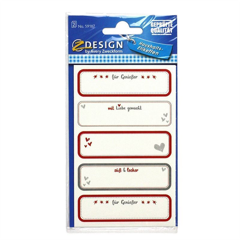 Zweckform nalepke 'Domače', pravokotne, papir, večbarvne