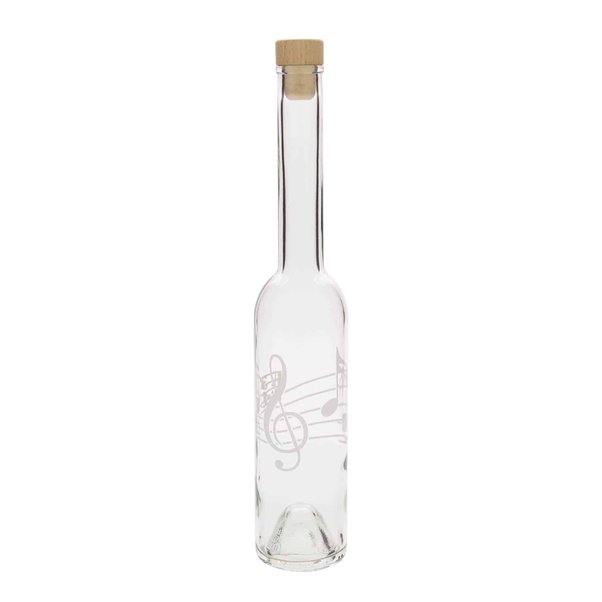 Steklenica iz stekla 350 ml 'Opera', motiv: glasbene note, odprtina: pluta Steklenica iz stekla 350 ml 'Opera', motiv: glasbene note, odprtina: pluta