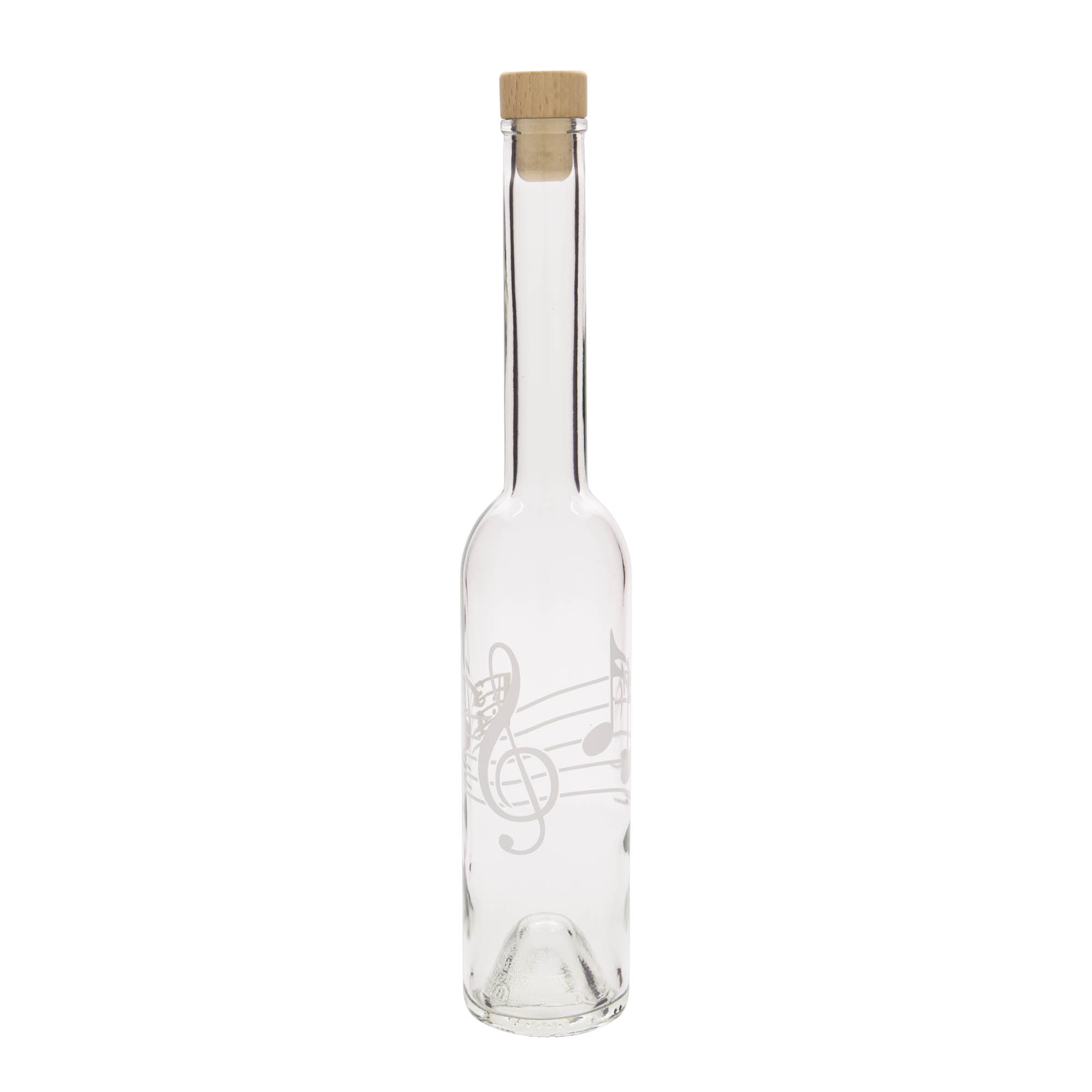 Steklenica iz stekla 350 ml 'Opera', motiv: glasbene note, odprtina: pluta Steklenica iz stekla 350 ml 'Opera', motiv: glasbene note, odprtina: pluta