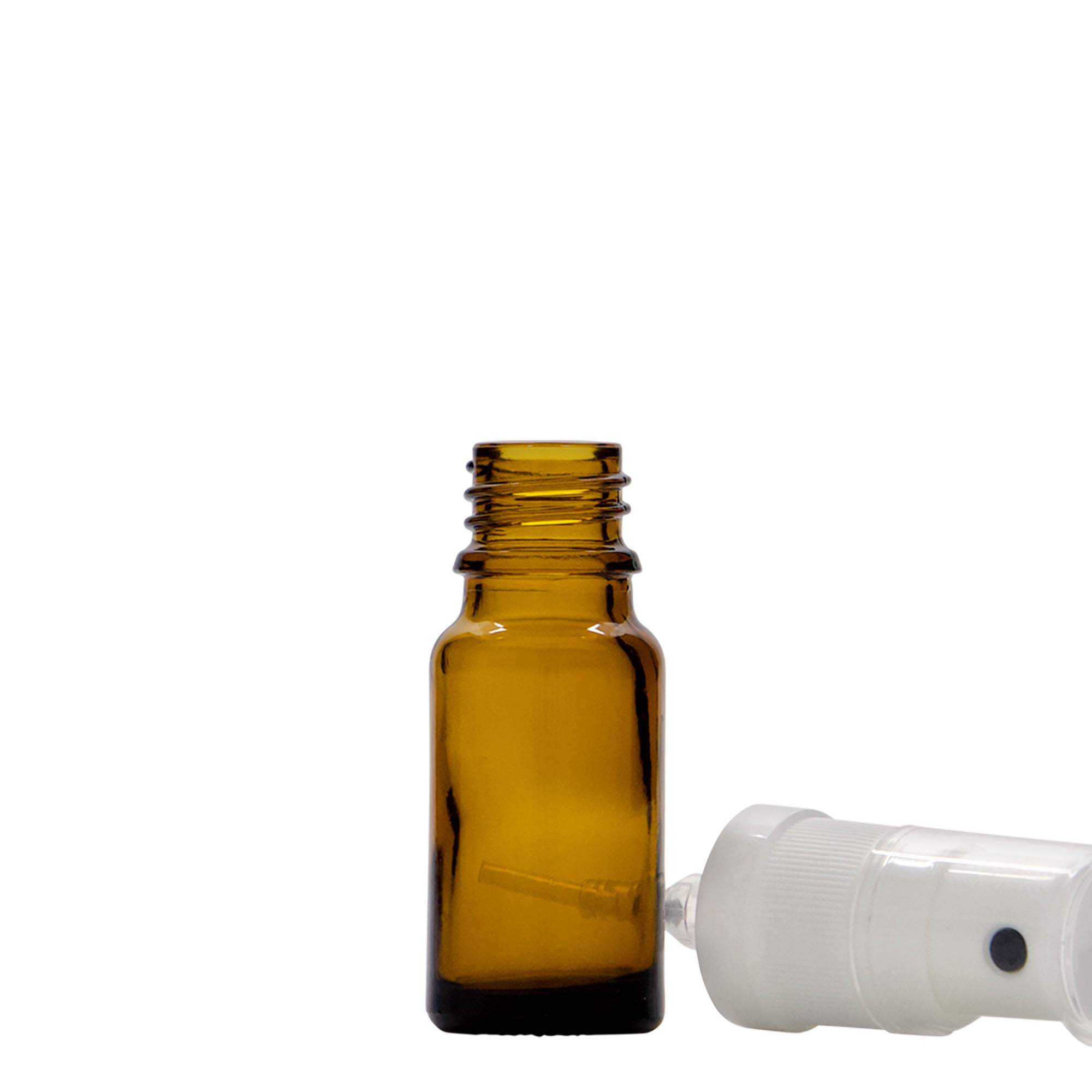 10 ml steklenička z razpršilom, medicinska, steklo, rjava, odprtina: DIN 18