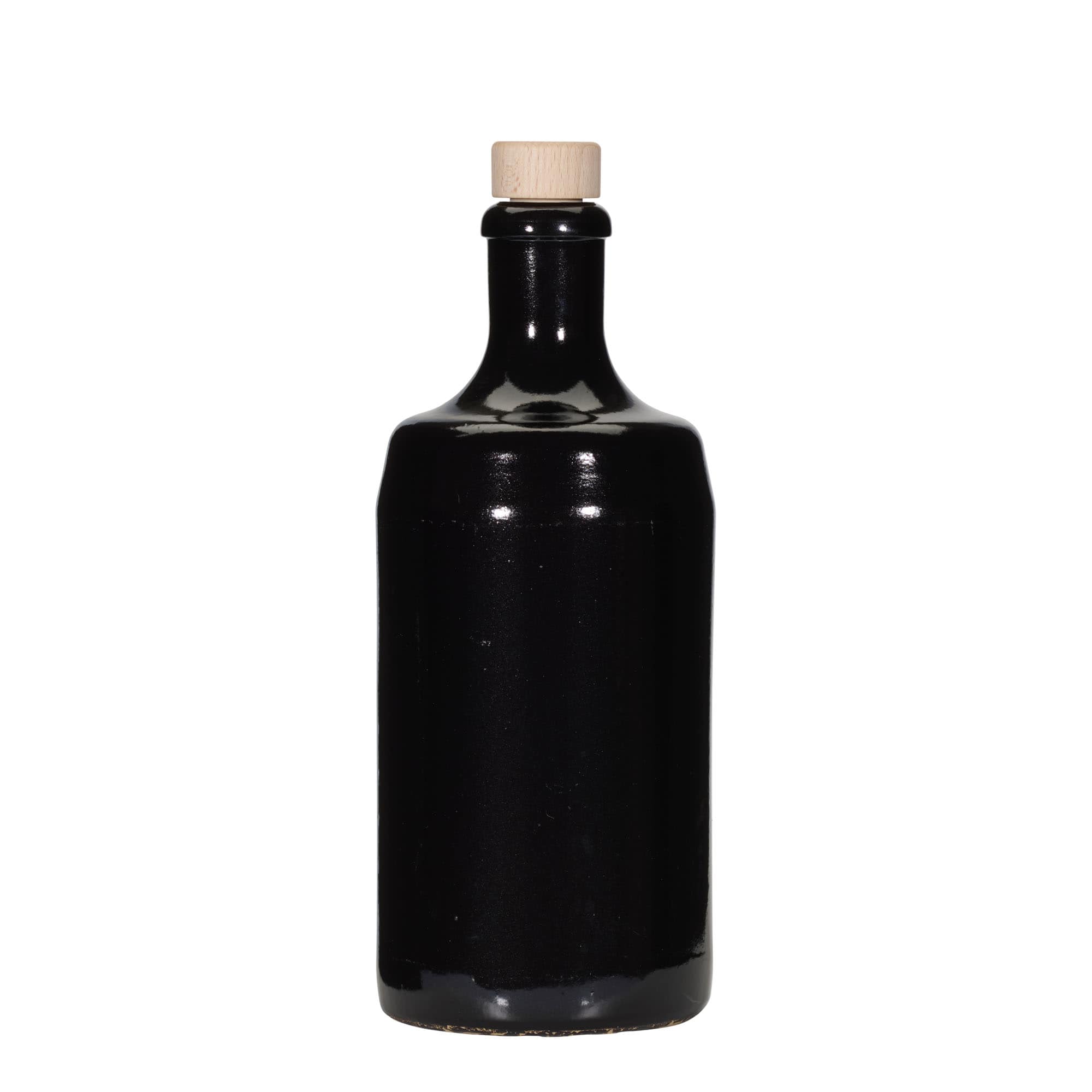 700 ml glineni vrč 'Calvados, kamnita glina, črn, ustje: pluta