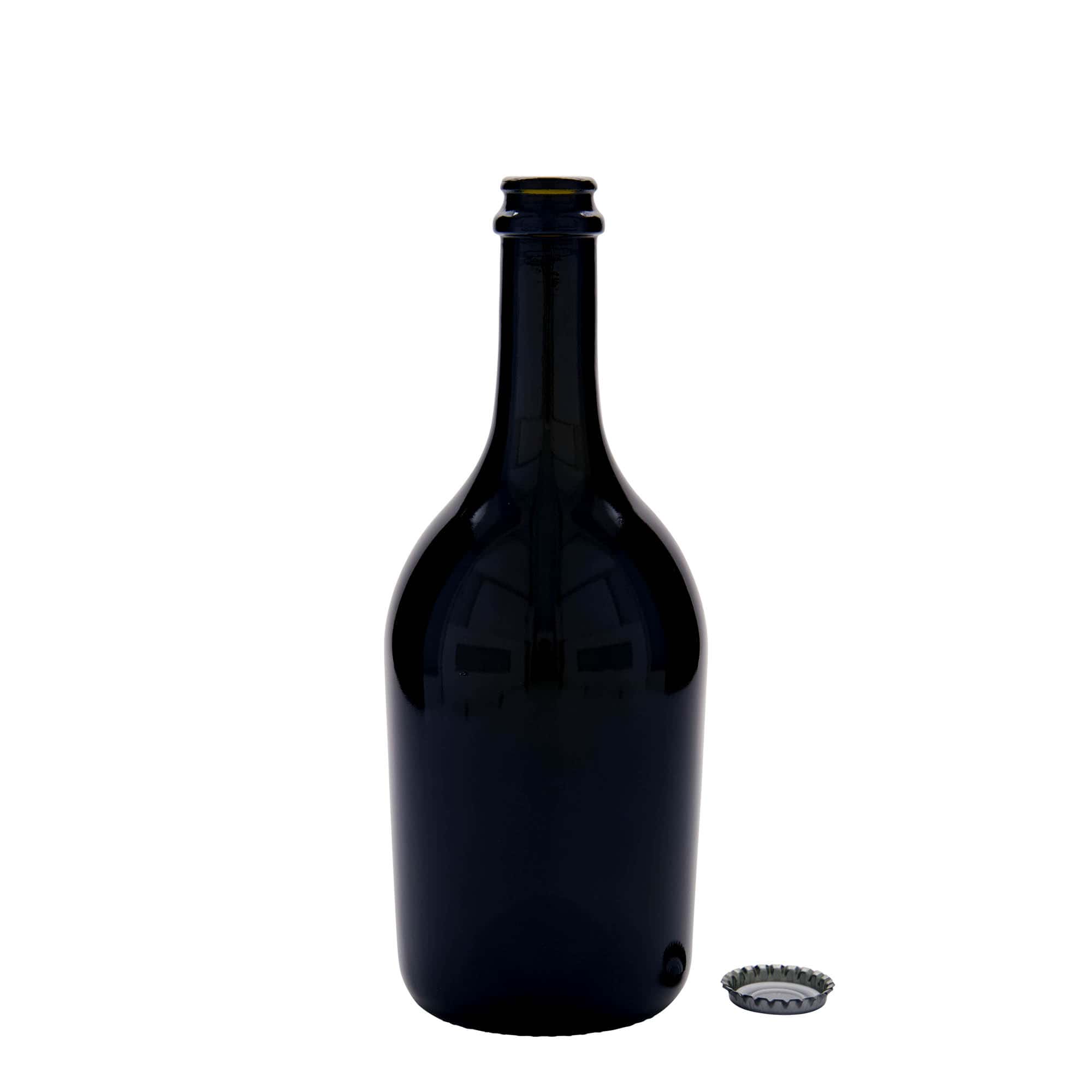 750 ml steklenica za pivo/šampanjec 'Butterfly', steklo, starozeleno, odprtina: kronkape